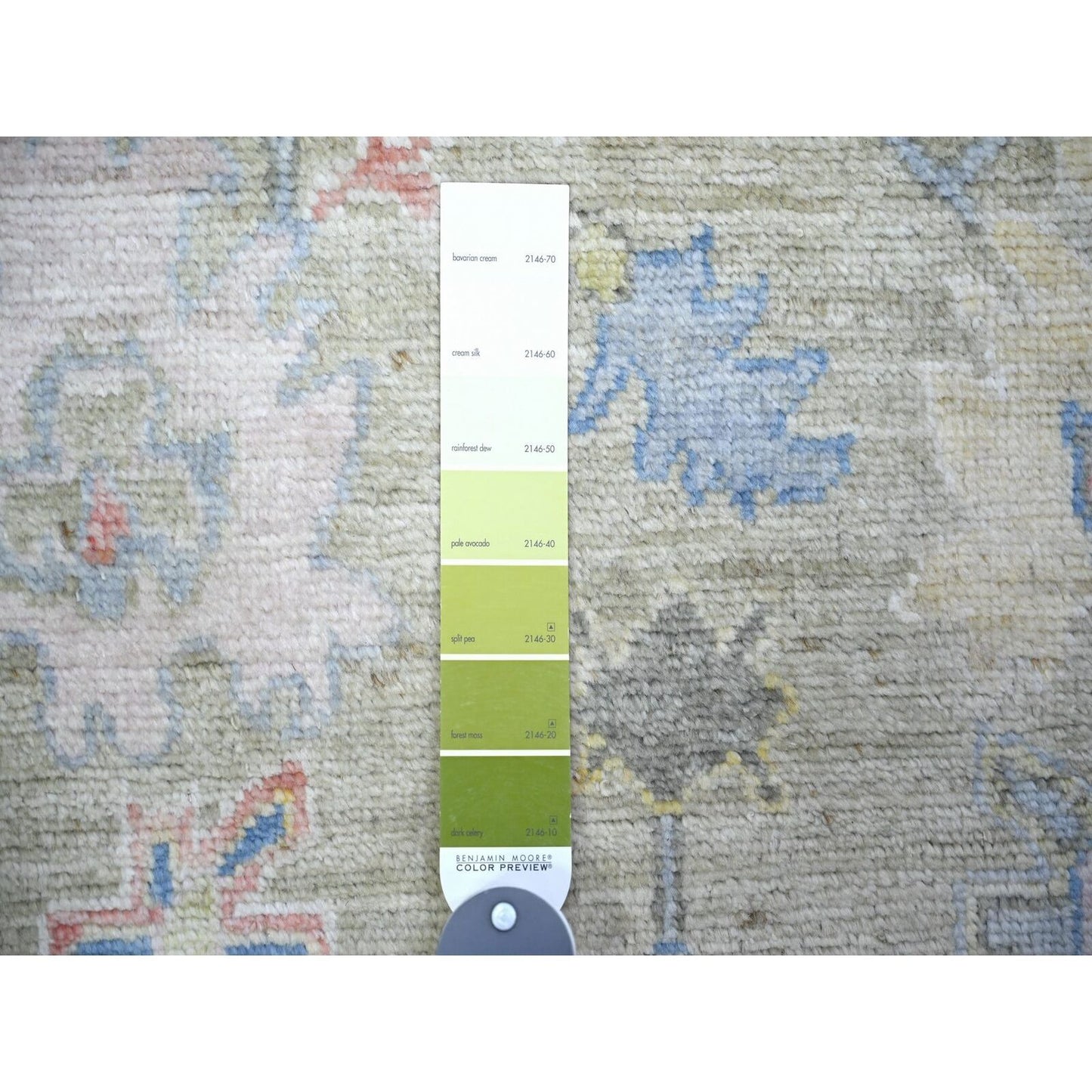 3'X17'7" Goose Gray Hand Knotted Afghan Angora Oushak Wool Runner Rug