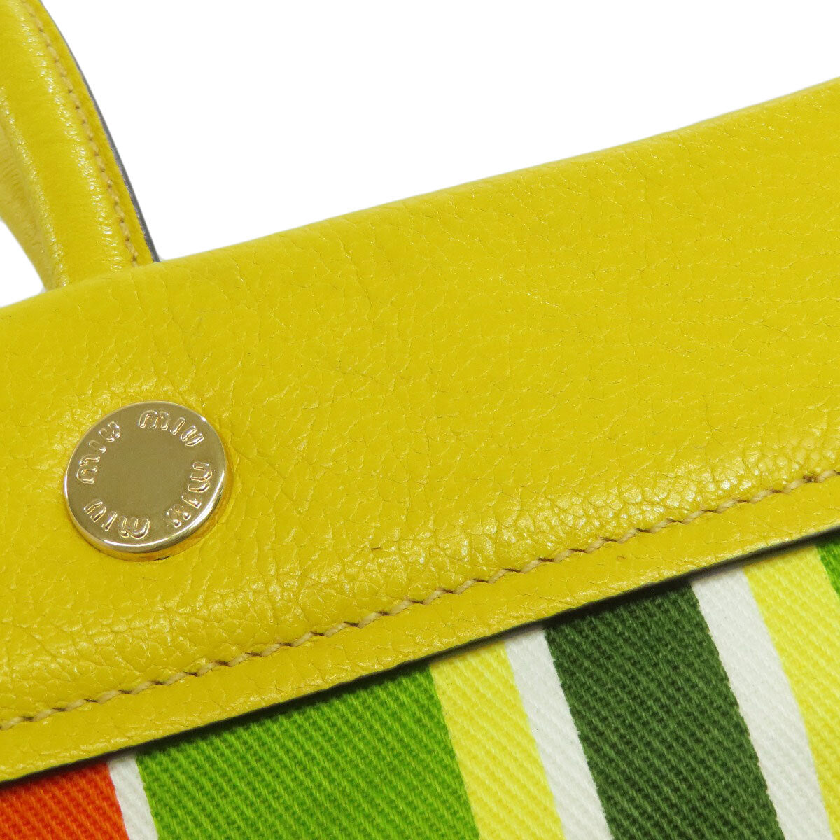 Miumiu Tote Bag Stripe 2Way Canvas