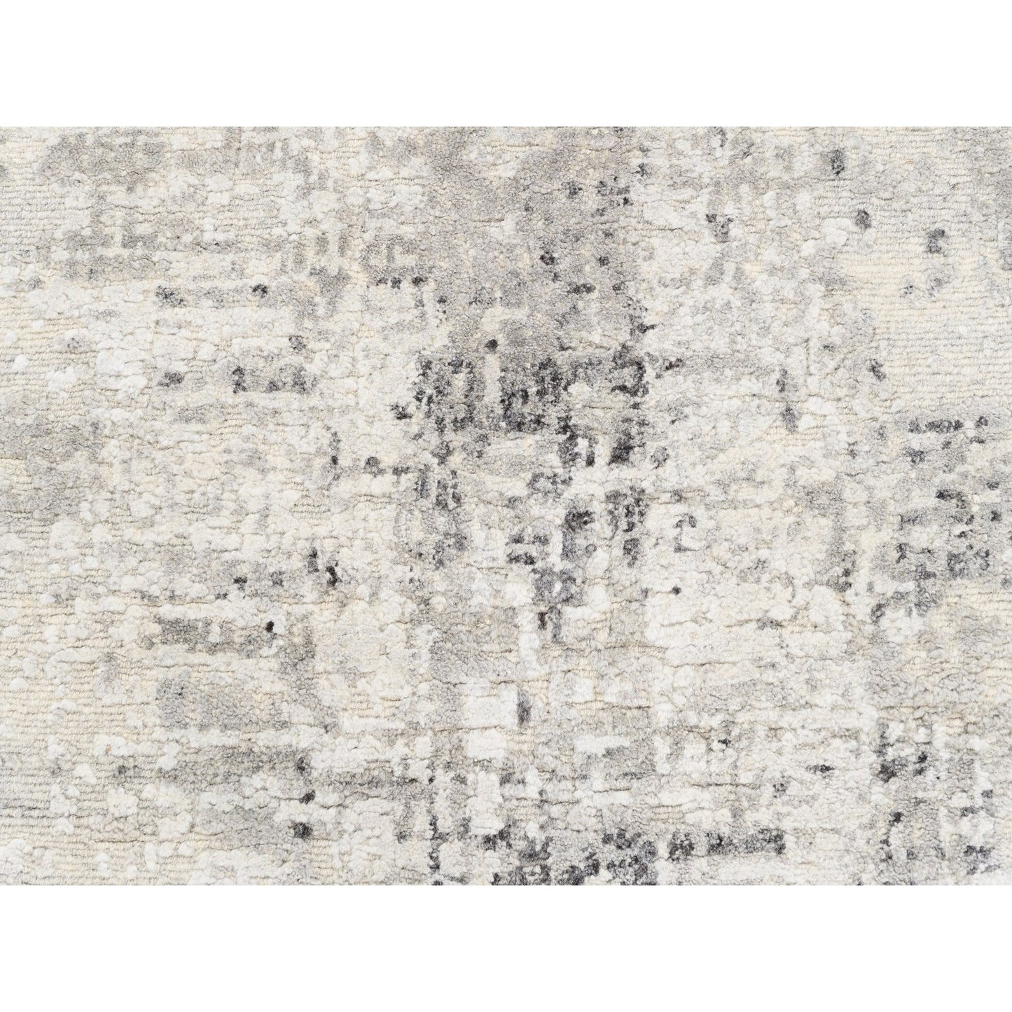 2'6"X8'1" Undyed Natural Wool Modern Cut And Loop Pile Beige Runner Rug