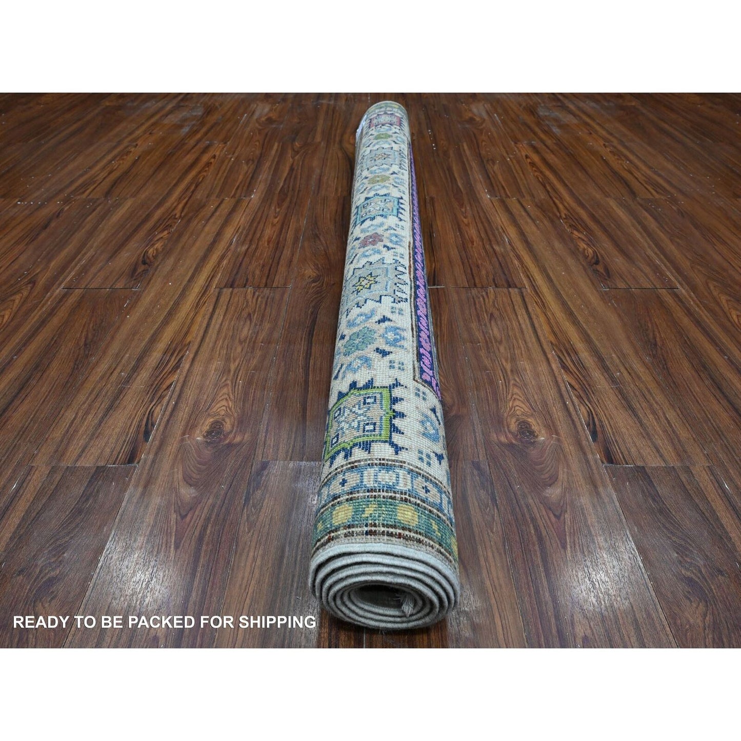 5'X6'8" Thunder Gray Velvety Wool Fusion Kazak Oriental Rug