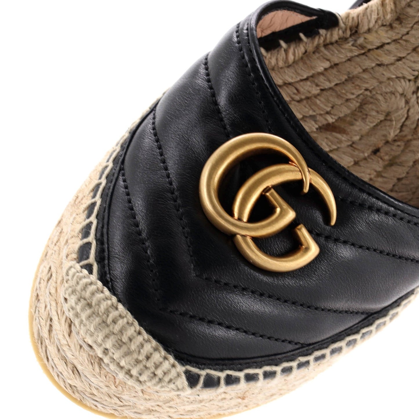Gucci Women'S Gg Marmont Wedge Espadrilles Matelasse Leather