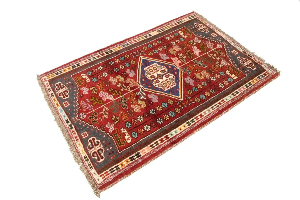 3'5X5 Ft Hand-Knotted Red Tribal Geometric