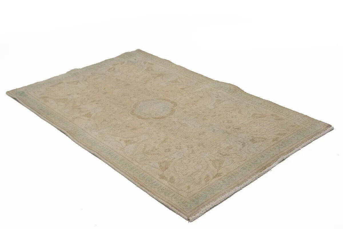 Antique Hand-Knotted Wool Oriental Area Rug Beige
