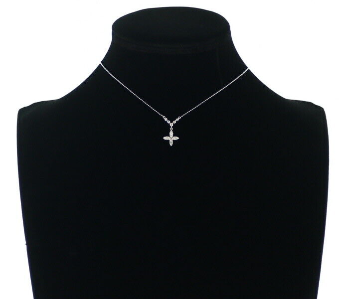 Diamond 0.25Ct Flower Necklace 18K 750 White Yellow Gold