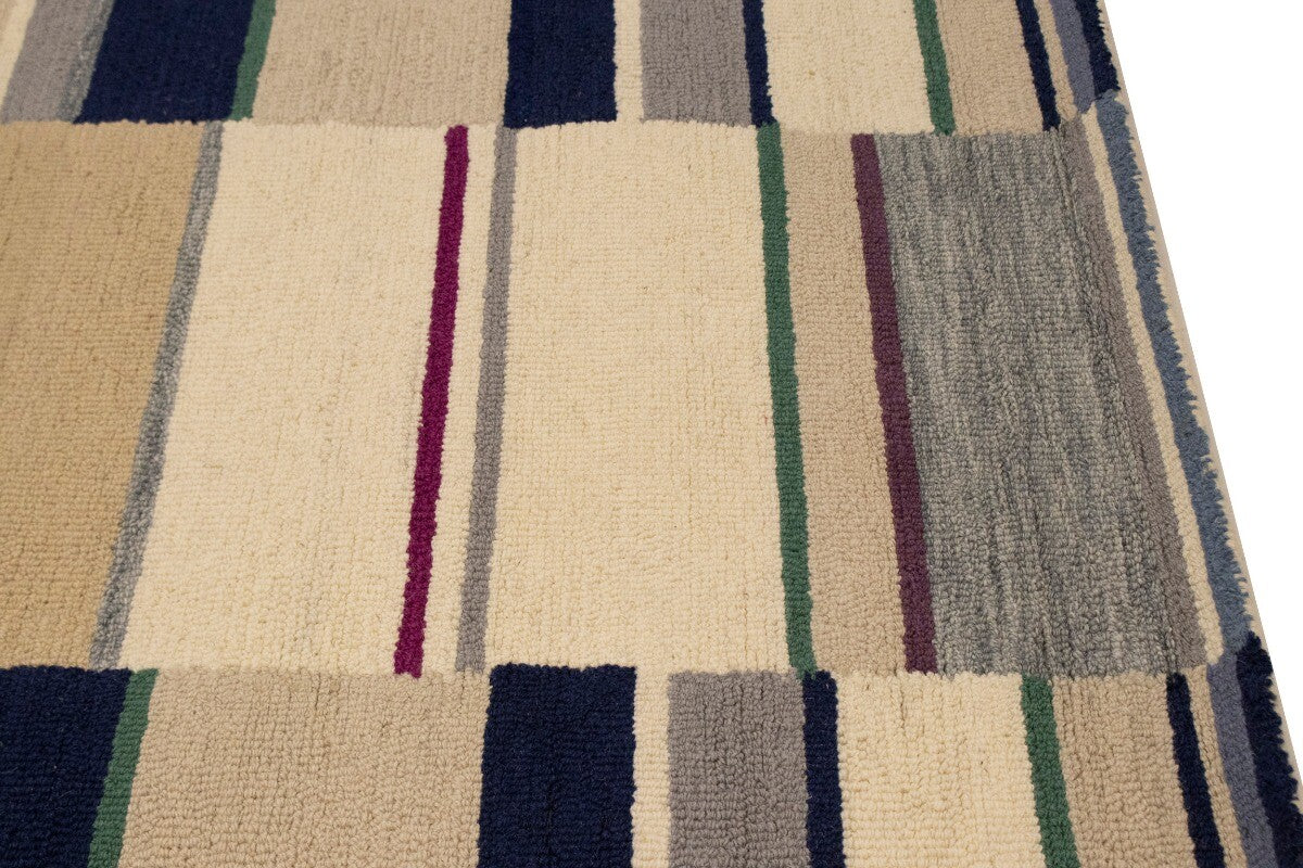 Thick Pile Hand-Tufted Wool Multicolored Stripes