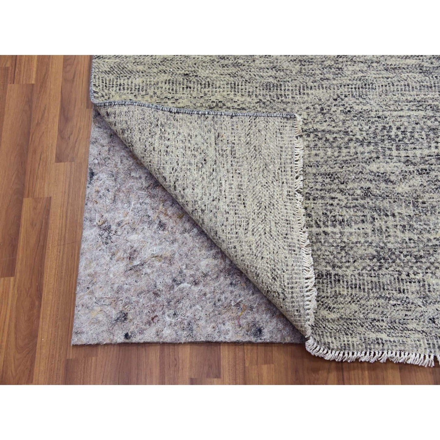 10'X13'10" Vintage Gray Undyed Wool Grass Hand Knotted Oriental Rug