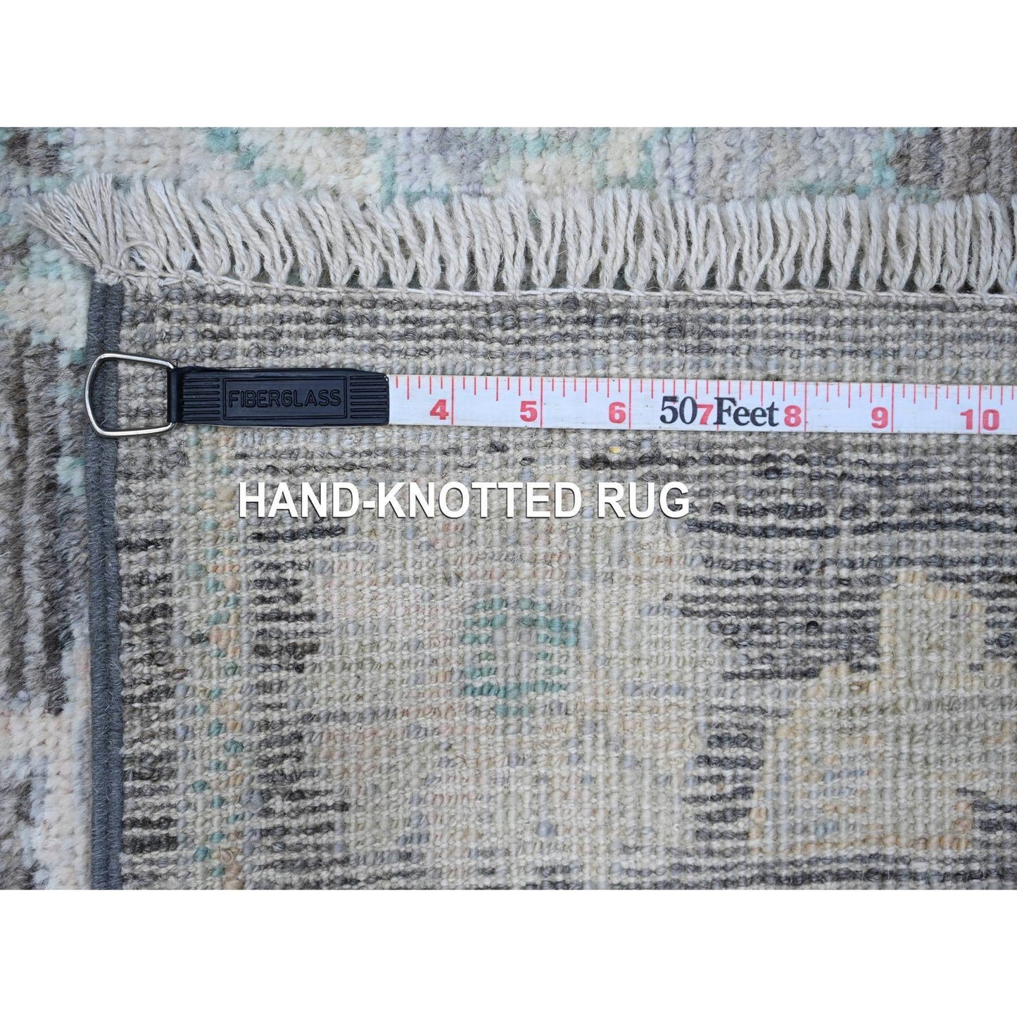 2'8"X7'9" Scorpion Gray Hand Knotted Angora Oushak Runner Oriental Rug