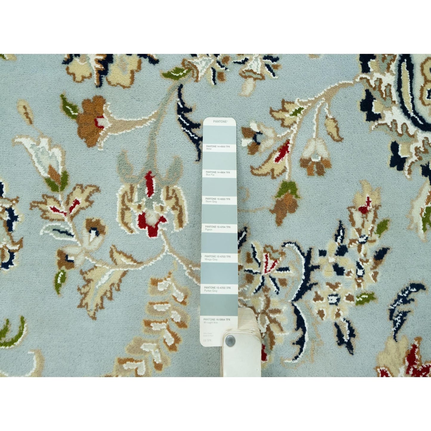 11'6"X15'6" Oslo Blue Nain Design Velvety Wool Hand Knotted Oversized Rug