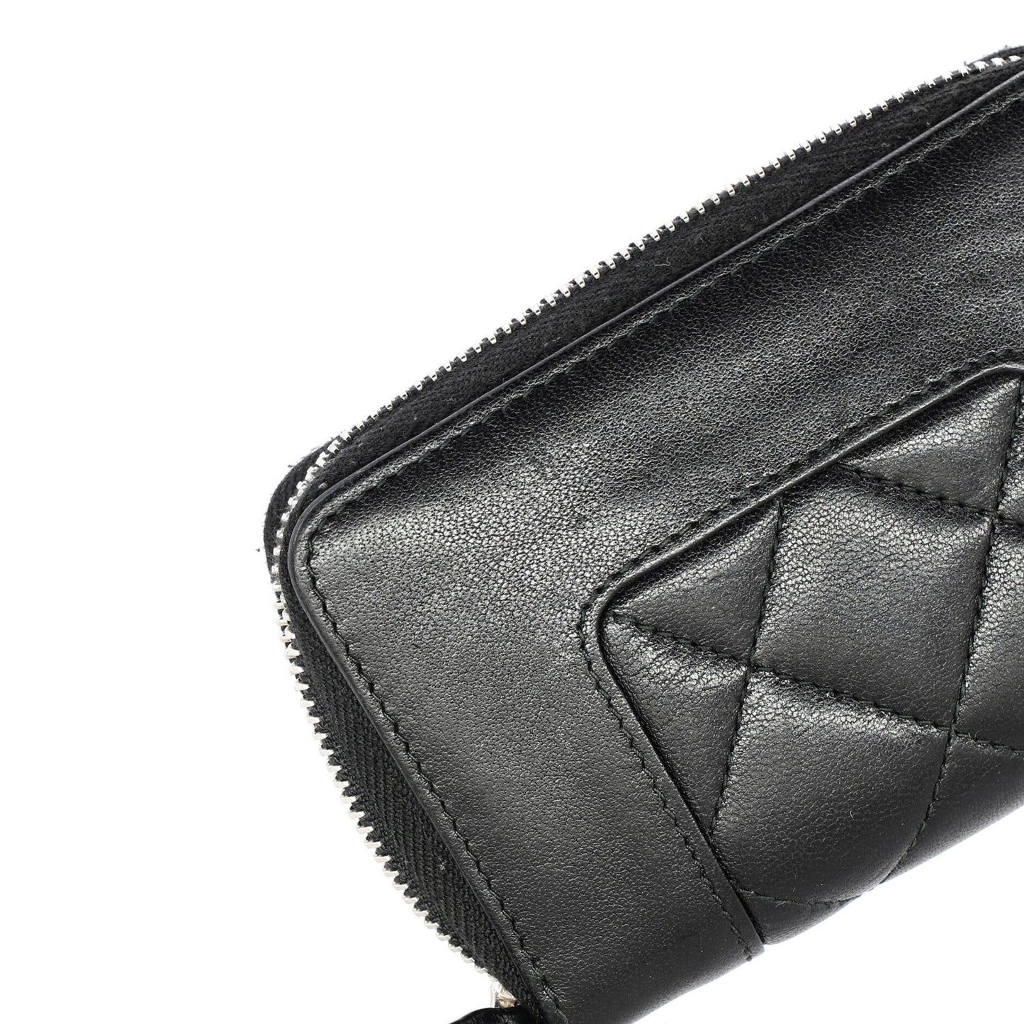 Chanel Mademoiselle Vintage Zip Coin Purse Quilted Sheepskin
