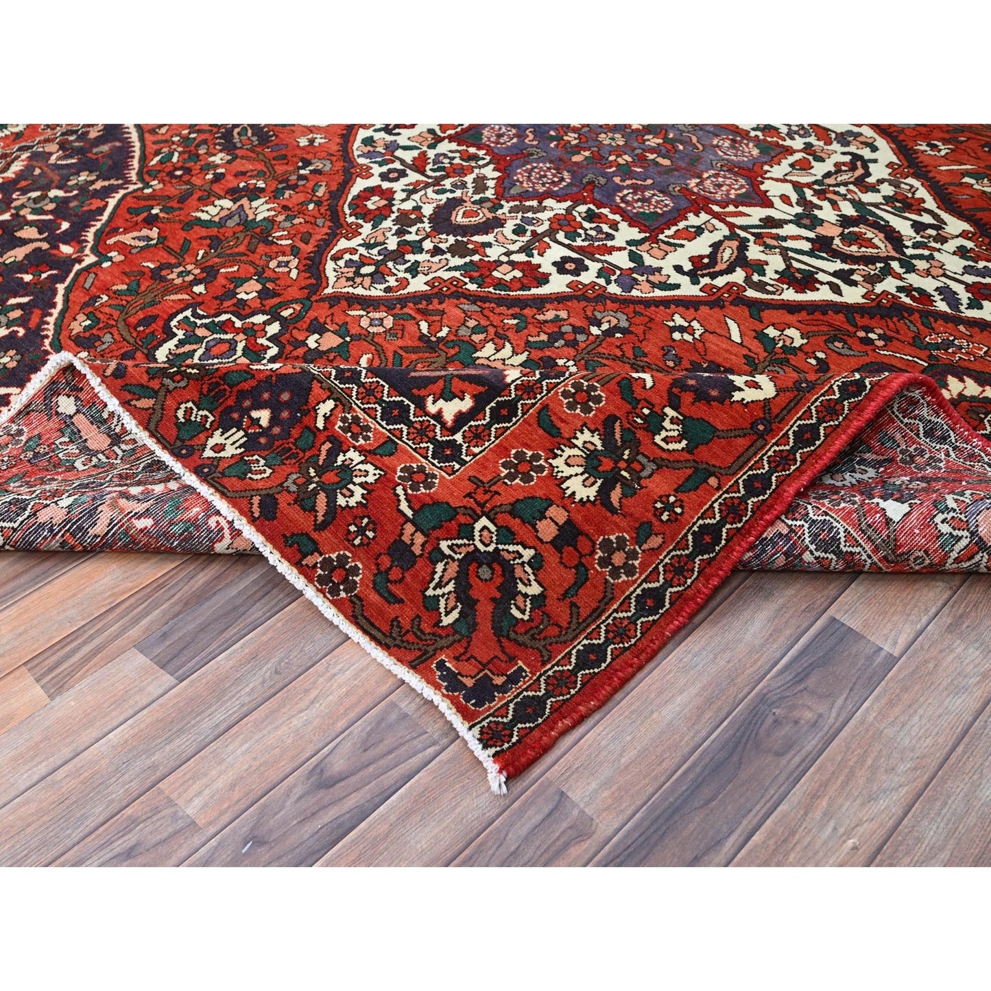 8'7"X11'2" Turkey Red Extra Soft Wool Vintage Baktiarjoon Oriental Rug