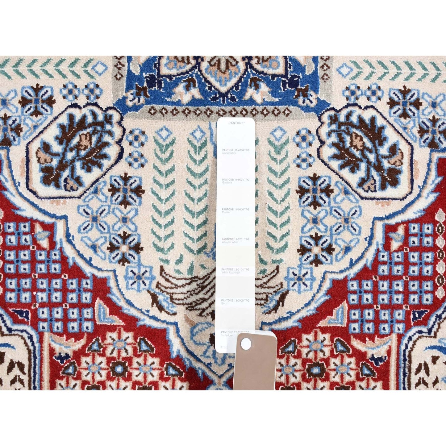 7'3"X10'9" Red New Zoroastrian Nain Soft Wool And Silk Hand Knotted Rug
