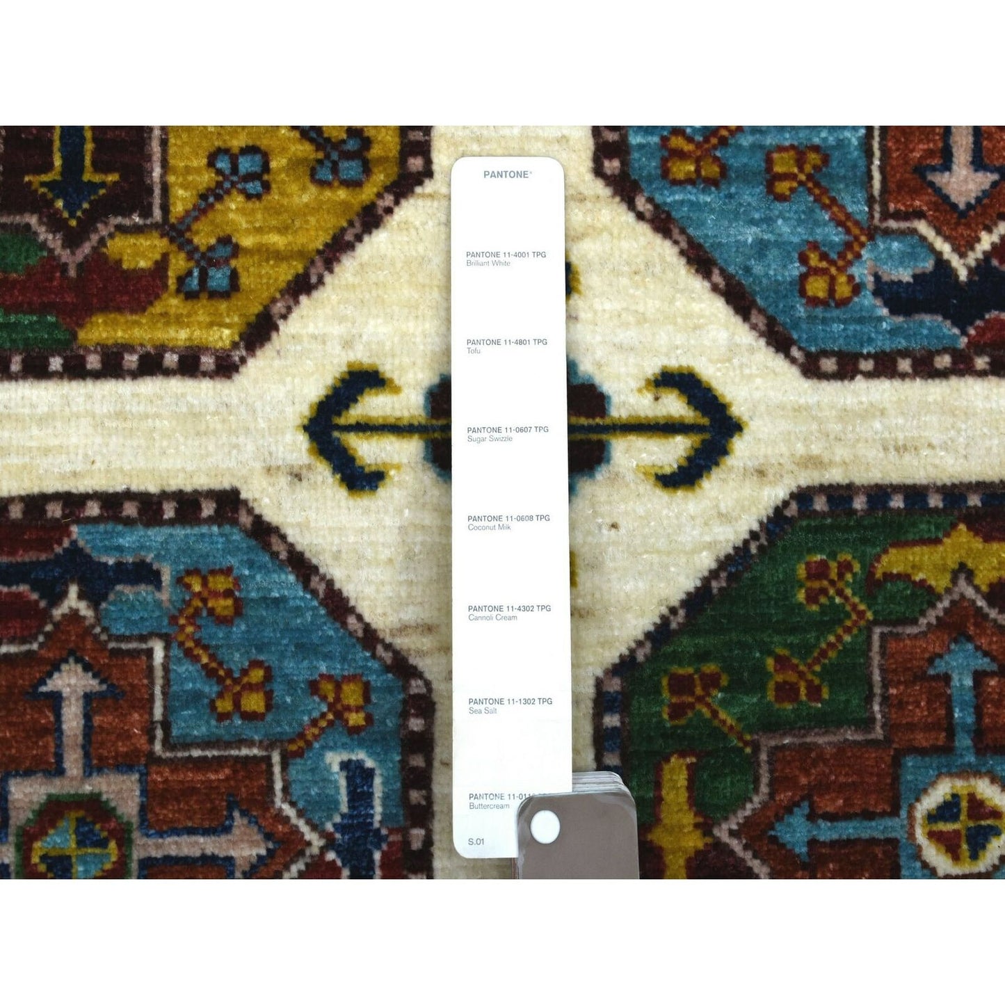 8'2"X10' Organic Wool Hand Knotted Ivory Afghan Super Kazak Oriental Rug