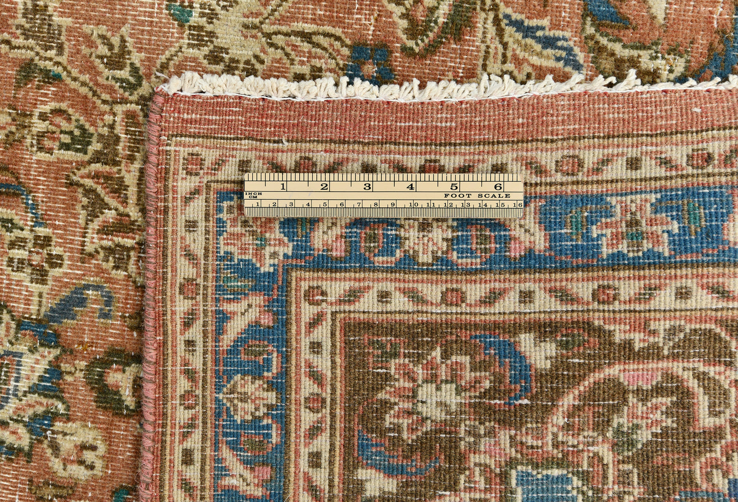 Distressed Vintage Wool Oriental Rug Muted Brown