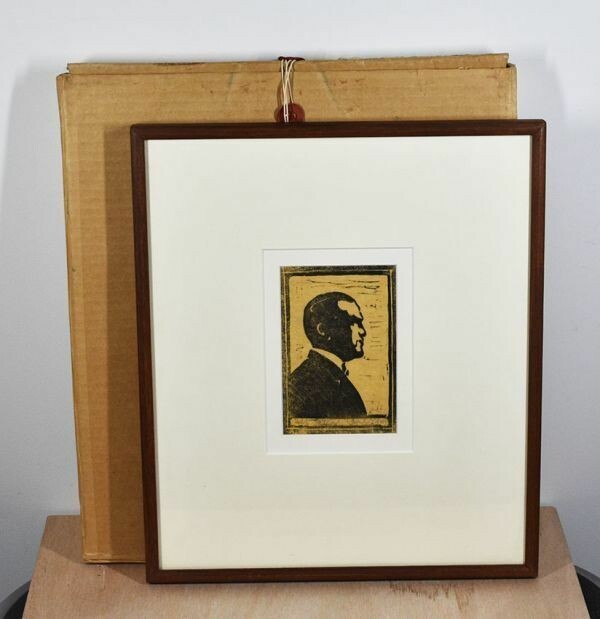 Cyril Edward Power (British) - Self Portrait 1926 Linocut Print Signed Framed