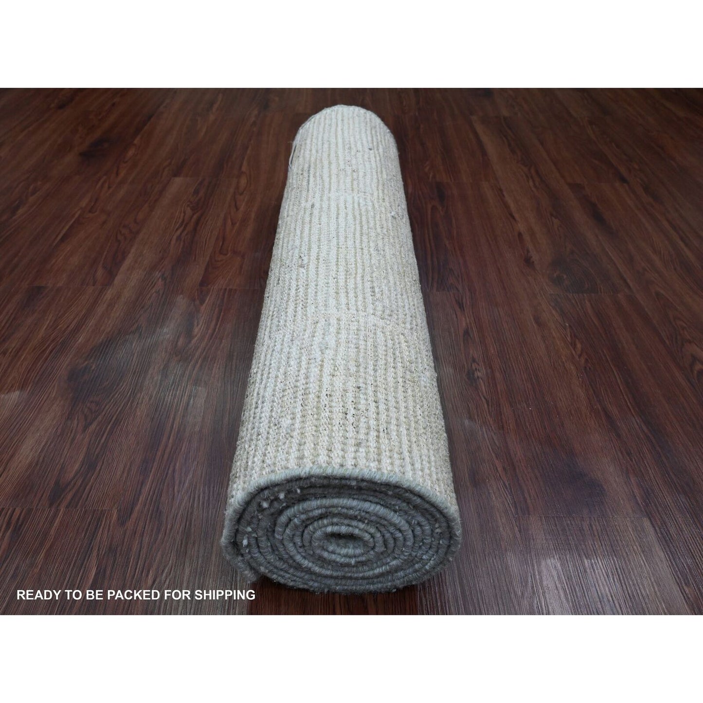 3'X13'2" Blue Geometric Moroccan Weave Soft Wool Hand Knotted Runner Rug