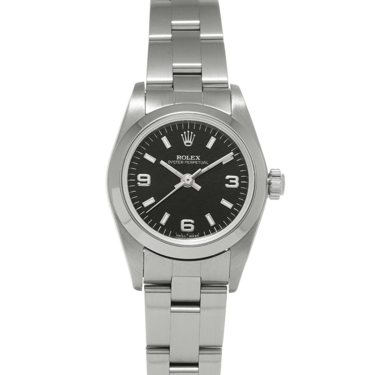 Rolex Oyster Perpetual 76080 Black Case Size 2424Mm Ladies Used Watch #711121
