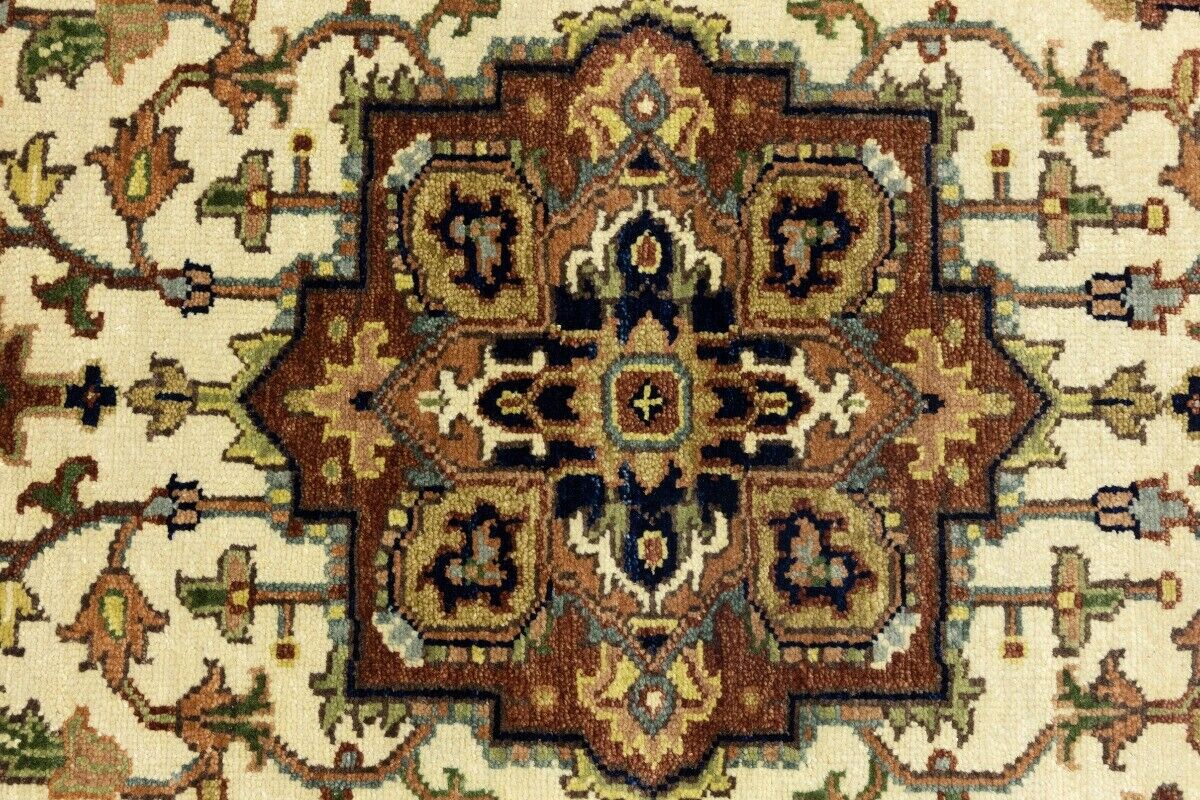 Heriz Serapi Oriental Runner Rug Geometric Design