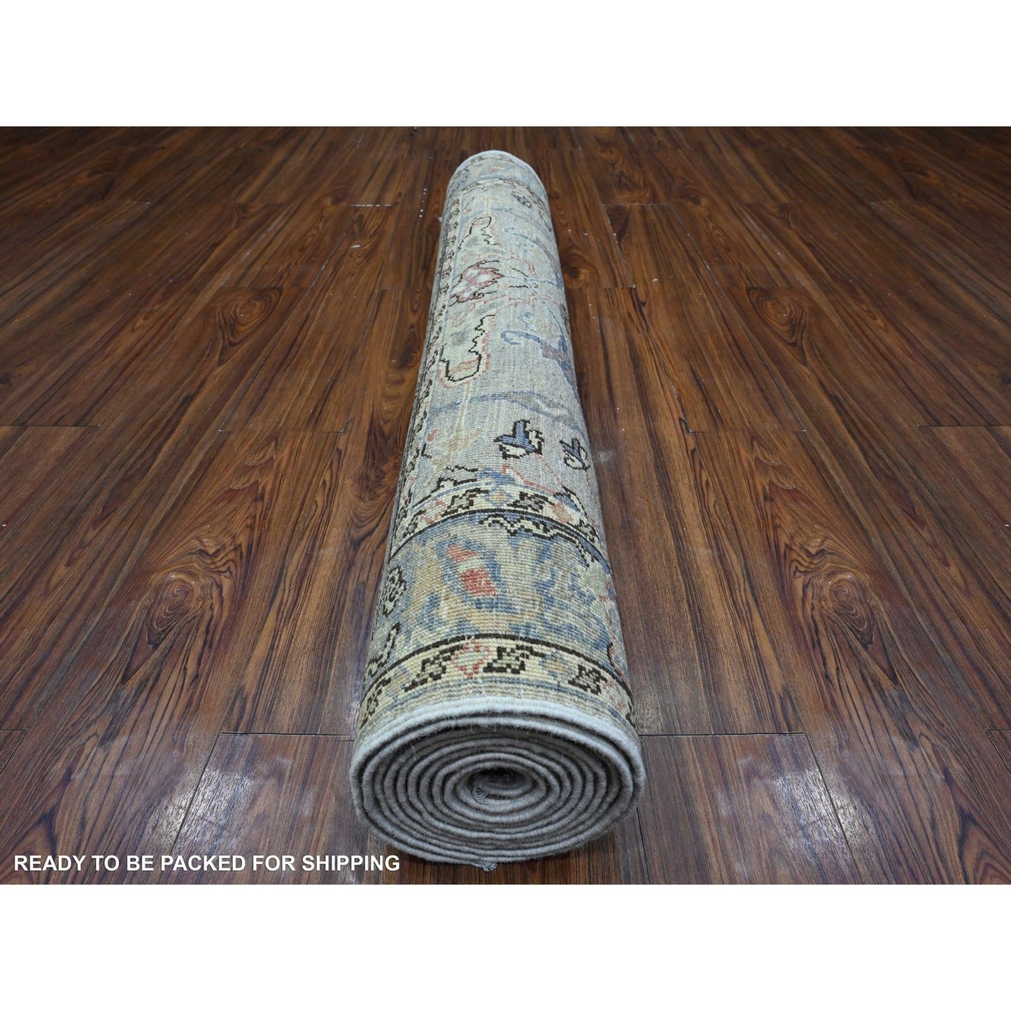 4'X12' Pastel Gray Fine Aryana Collection Wide Runner Oriental Rug