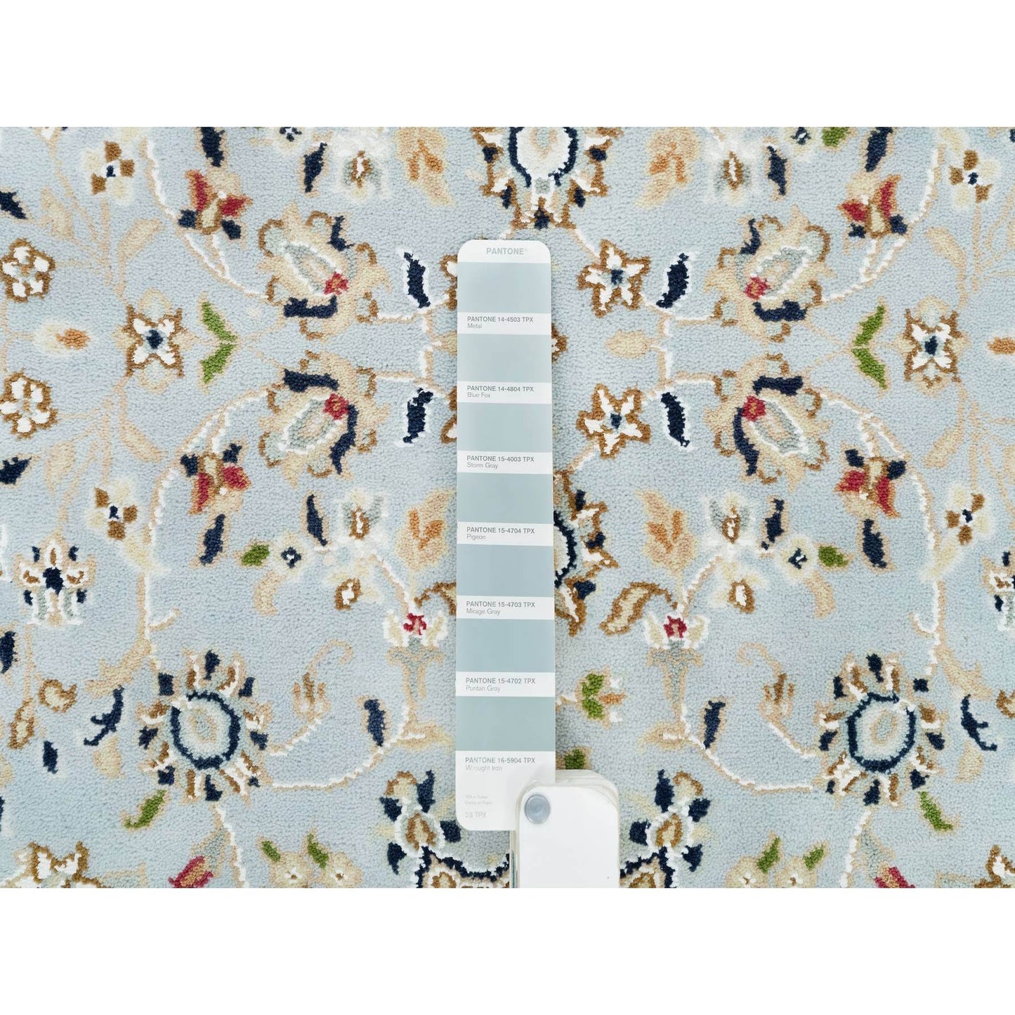 2'9"X8'4" Blue 250 Kpsi Soft Wool Hand Knotted Nain Design Runner Rug