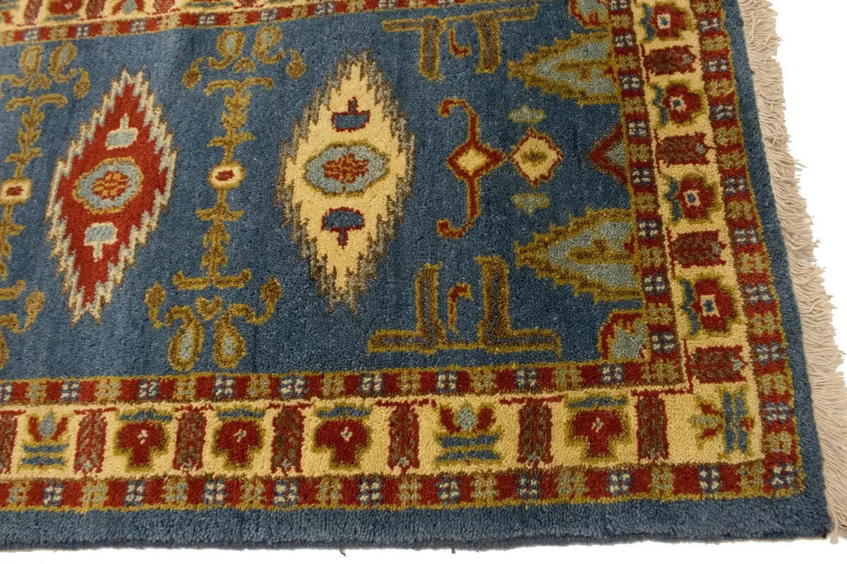 Vintage Style Geometric Kazak Runner Rug Oriental