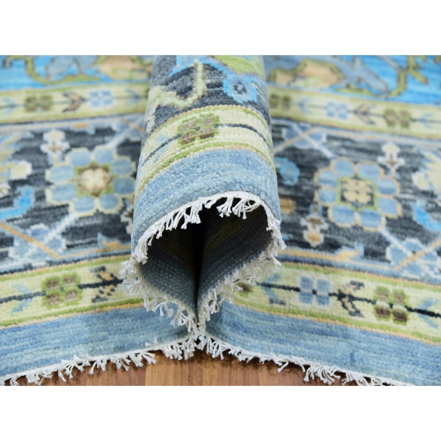 10'2"X14'3" Dawn Blue Heris Fabuloso Central Medallion Hand Knotted Rug
