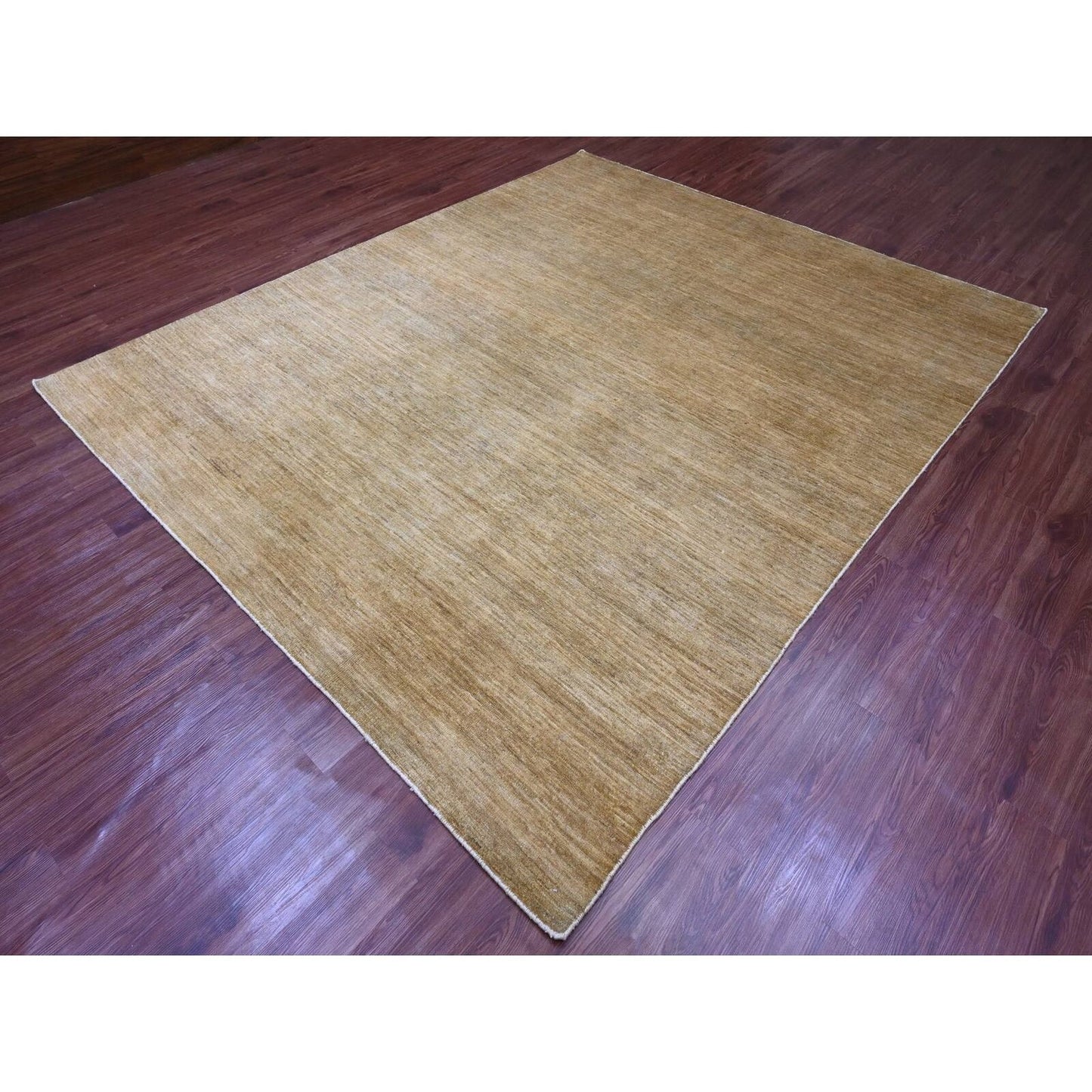 7'10"X9'5" Tawny Brown Plain Solid Pattern Ghazni Wool Hand Knotted Rug