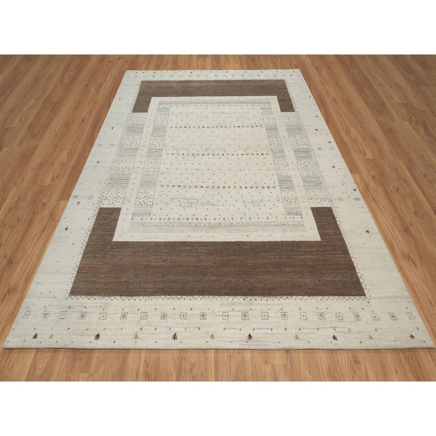 7'9"X9'8" Ivory Soft & Pure Wool Lori Buft Modern Design Hand Knotted Rug