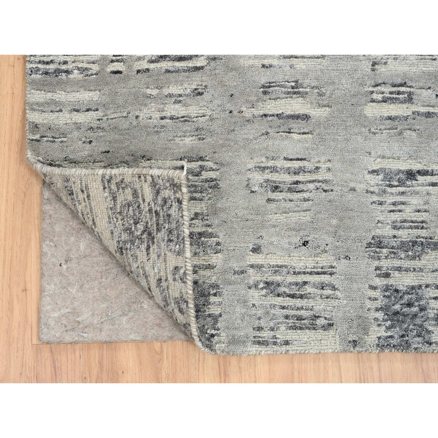 2'7"X23'8" Gray Wool Hand Knotted Modern Design Xl Runner Rug