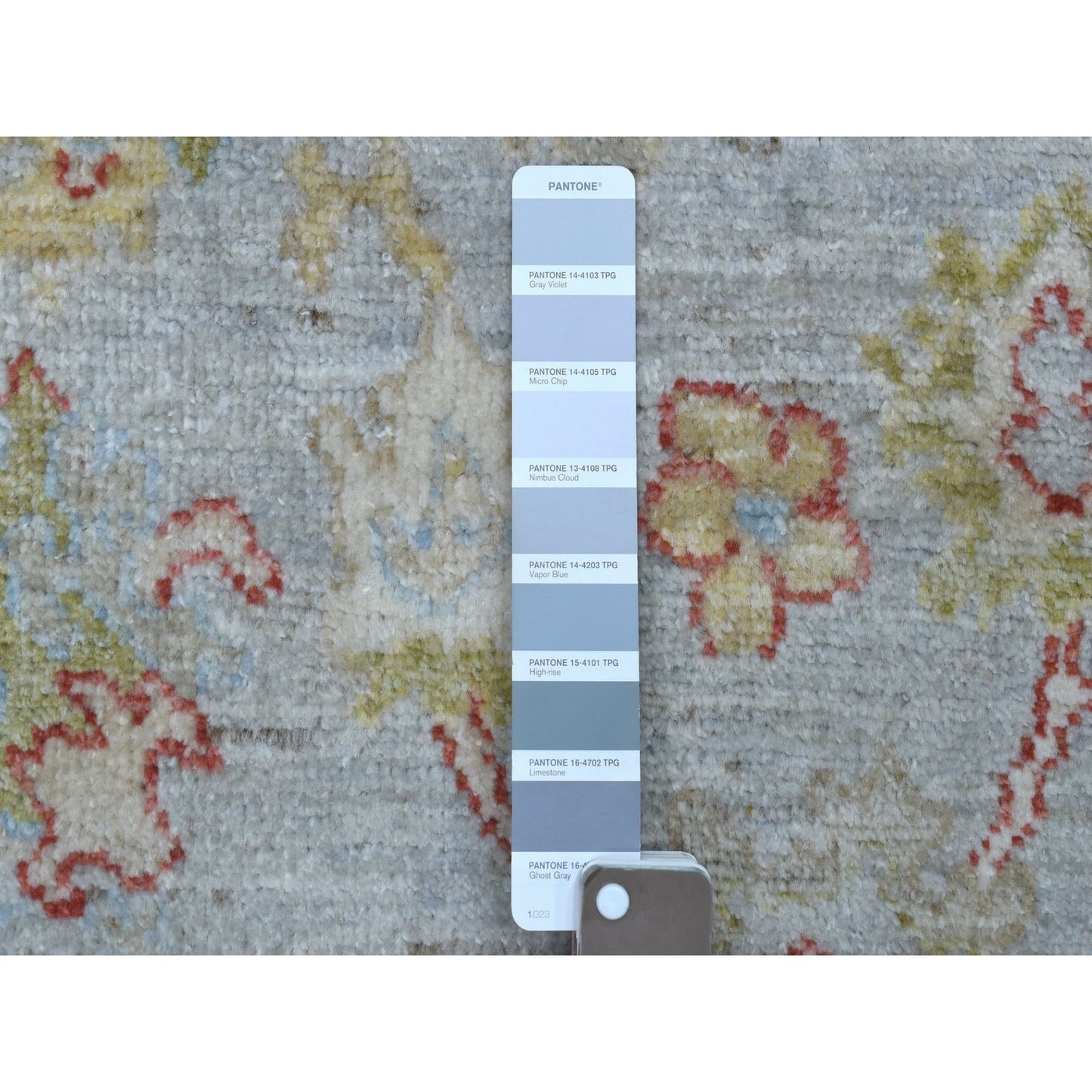 2'10"X11'8" Hand Knotted Gray Angora Oushak With Floral Motifs Wool Rug