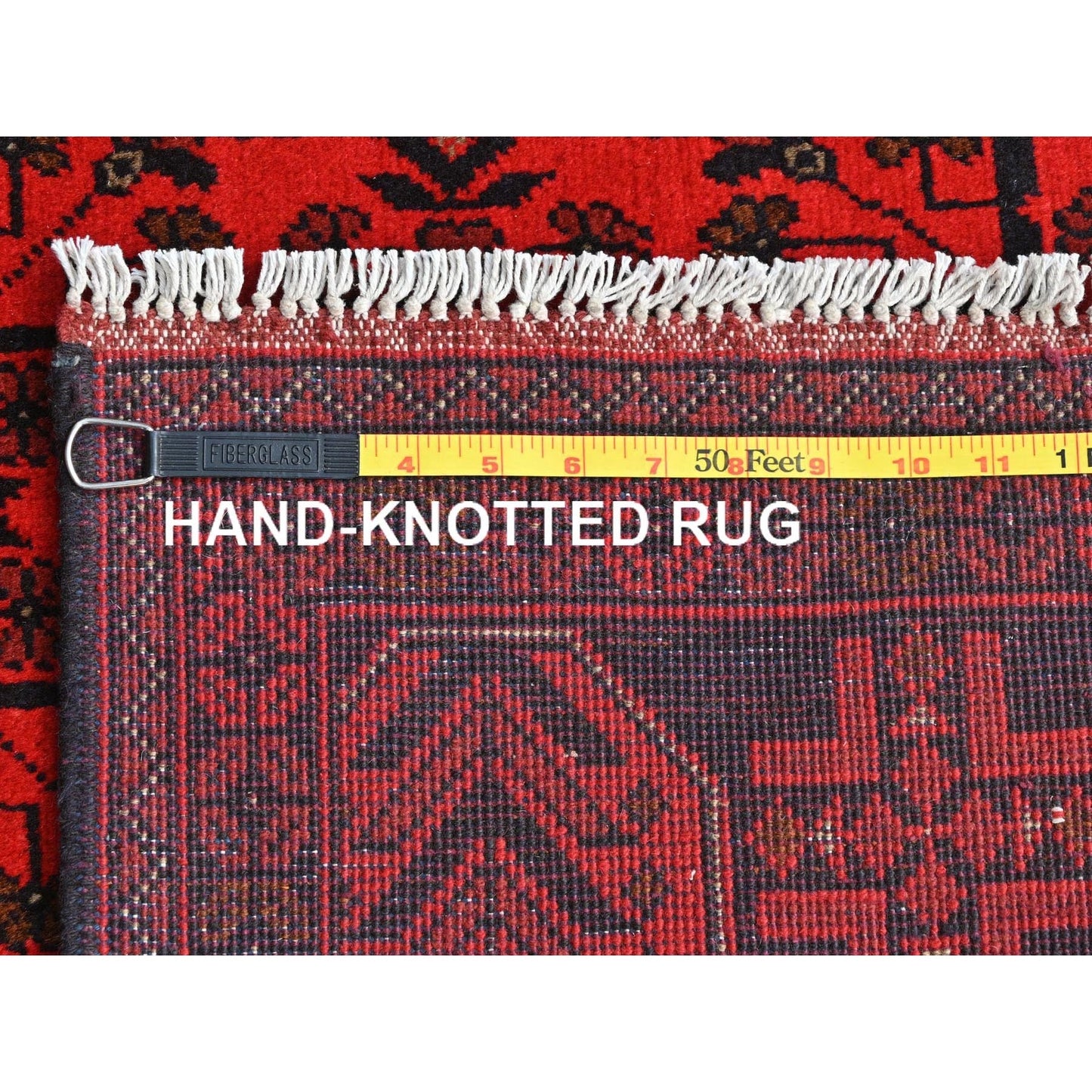 4'2"X6'5" Red Afghan Andkhoy Wool Hand Knotted Oriental Rug