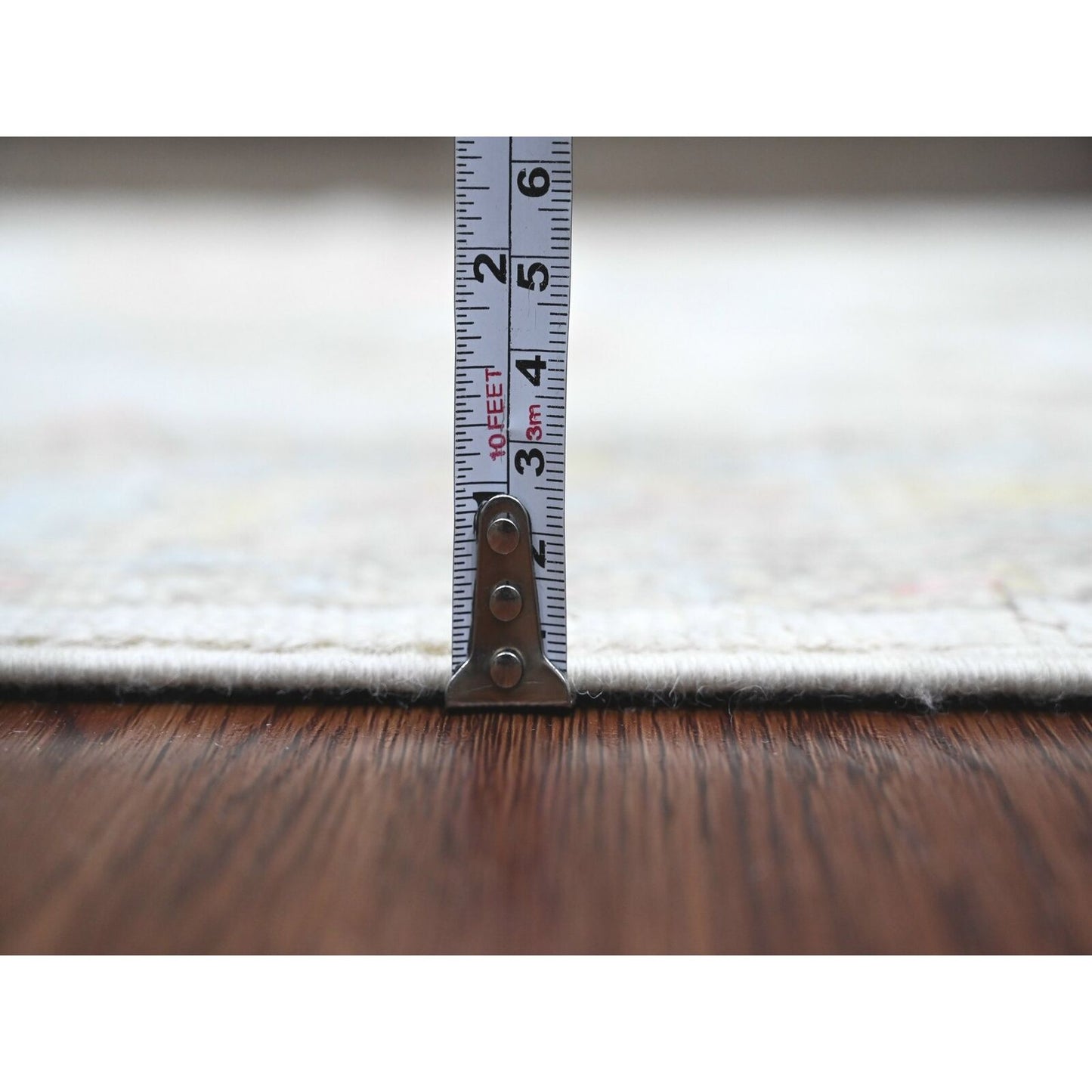 2'7"X9'8" White Wool Hand Knotted Angora Oushak Leaf Pattern Runner Rug
