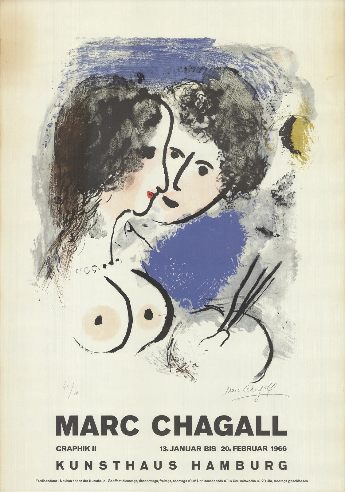 Marc Chagall Bella As Model " Offset Lithograph Modernism Blue