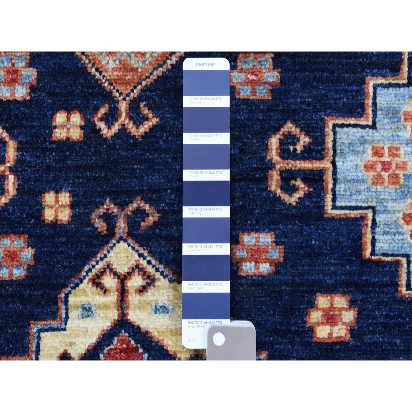 10'1"X13'3" Navy Blue Afghan Ersari Geometric Design Handknotted Wool Rug