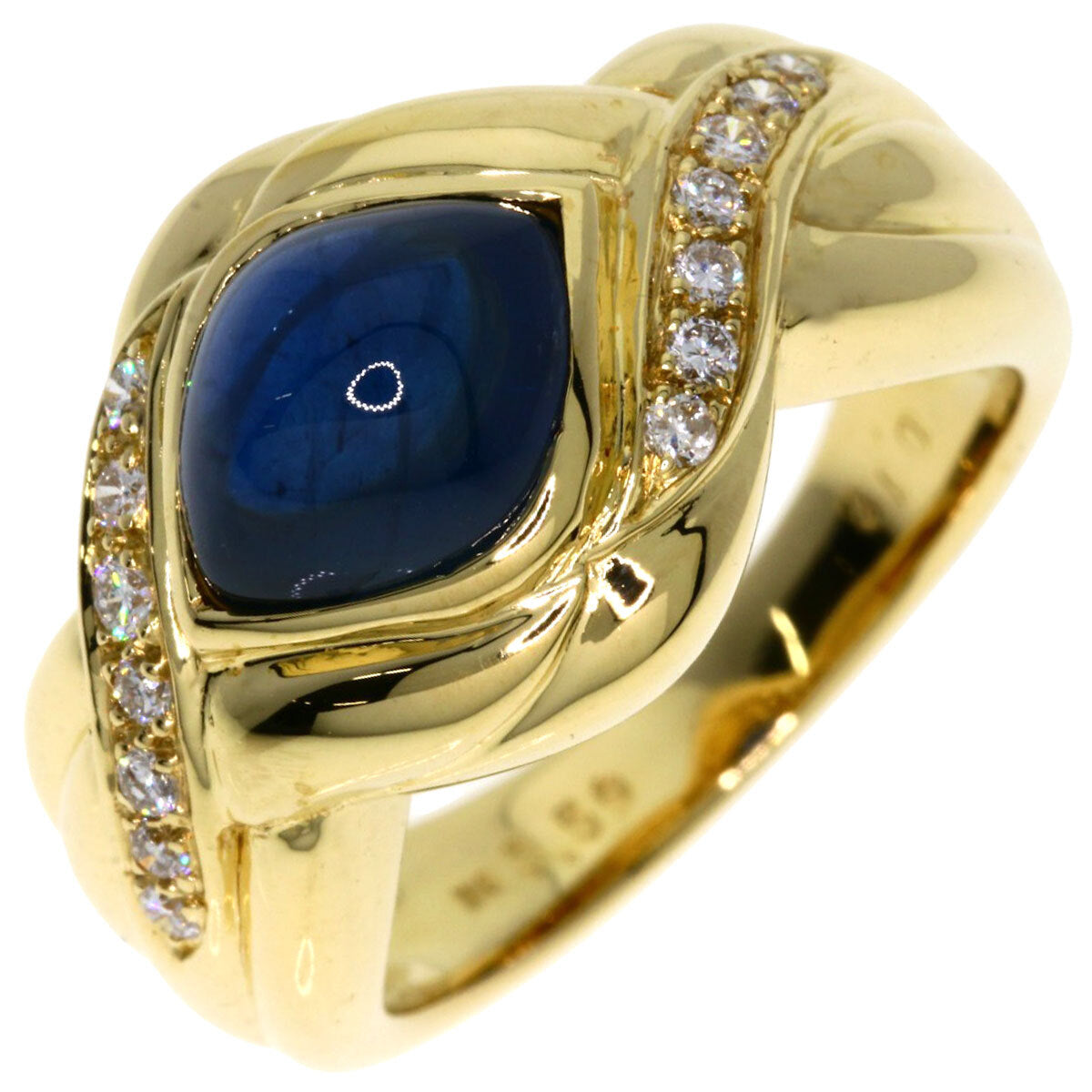 3.59Ct Sapphire Diamond Ring K18 Yellow Gold