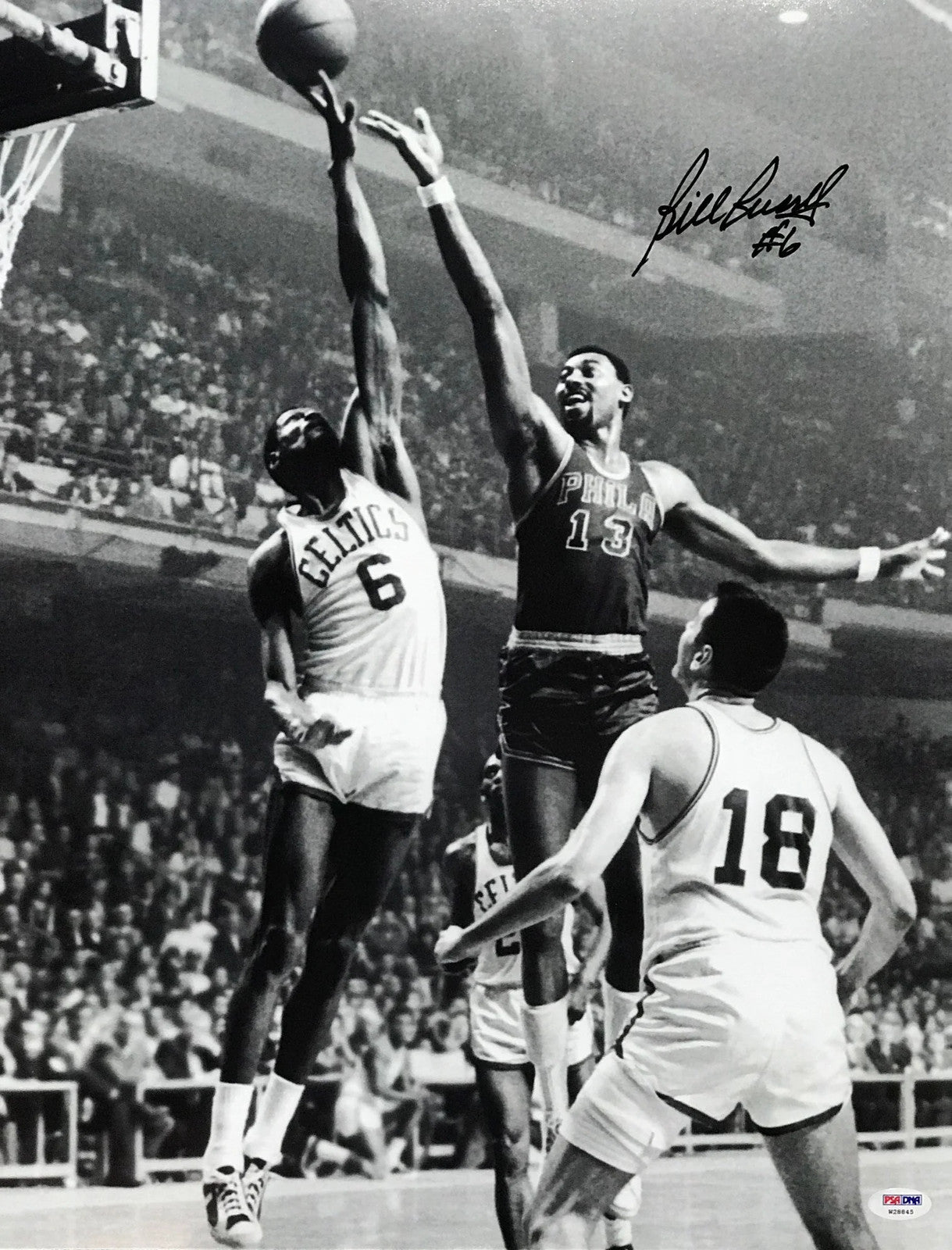 Bill Russell Autographed Blocking Chamberlain