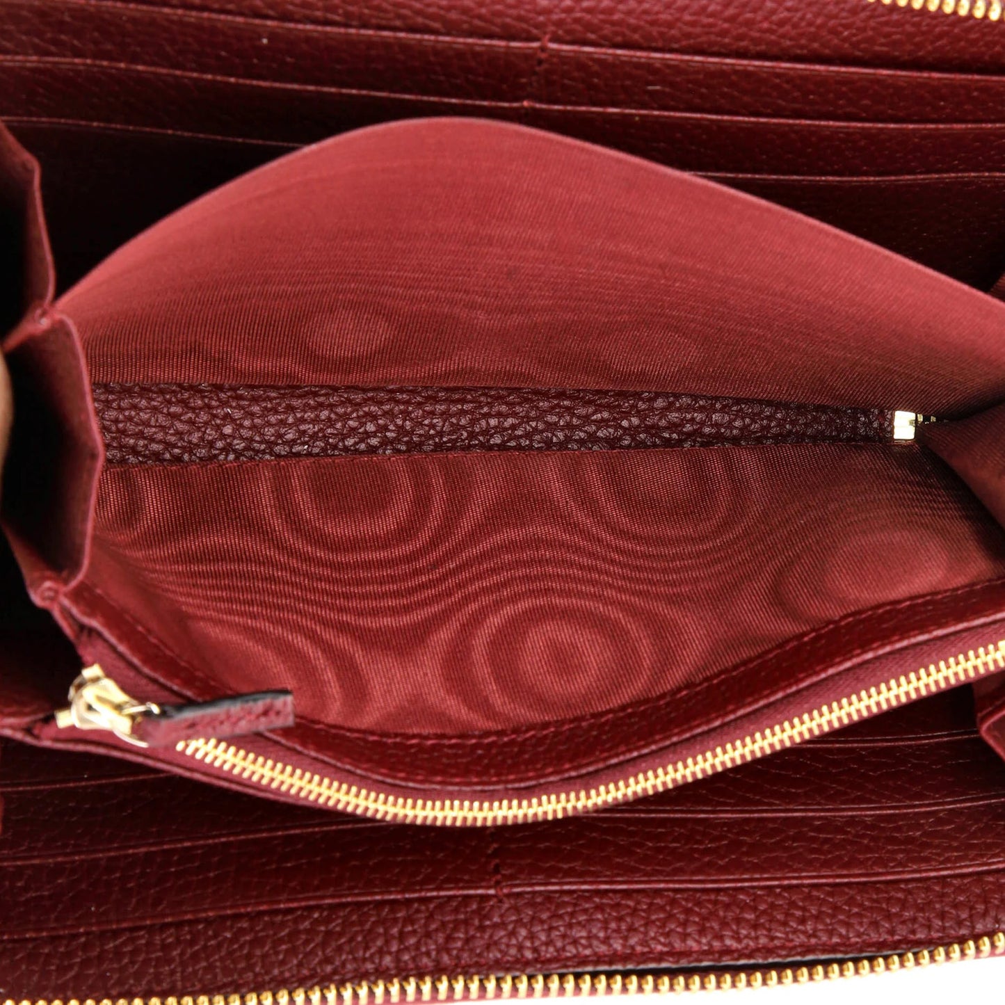 Gucci Gg Marmont Bamboo Zip Around Wallet Leather