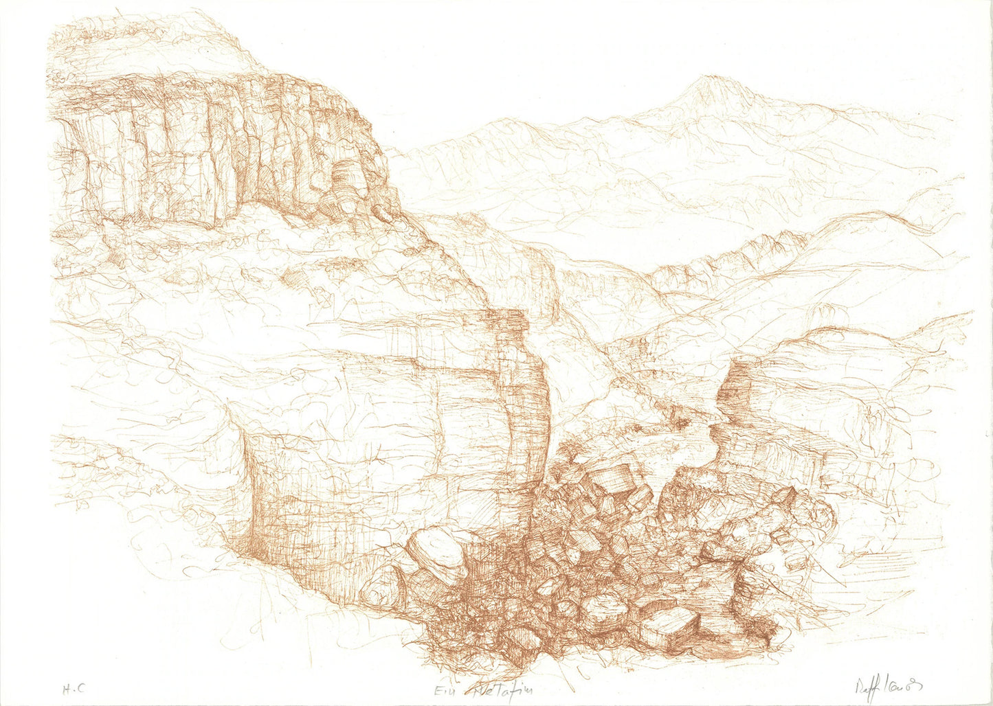 Raffi Kaiser Mountain Pass Signed " Lithograph Contemporary Bro