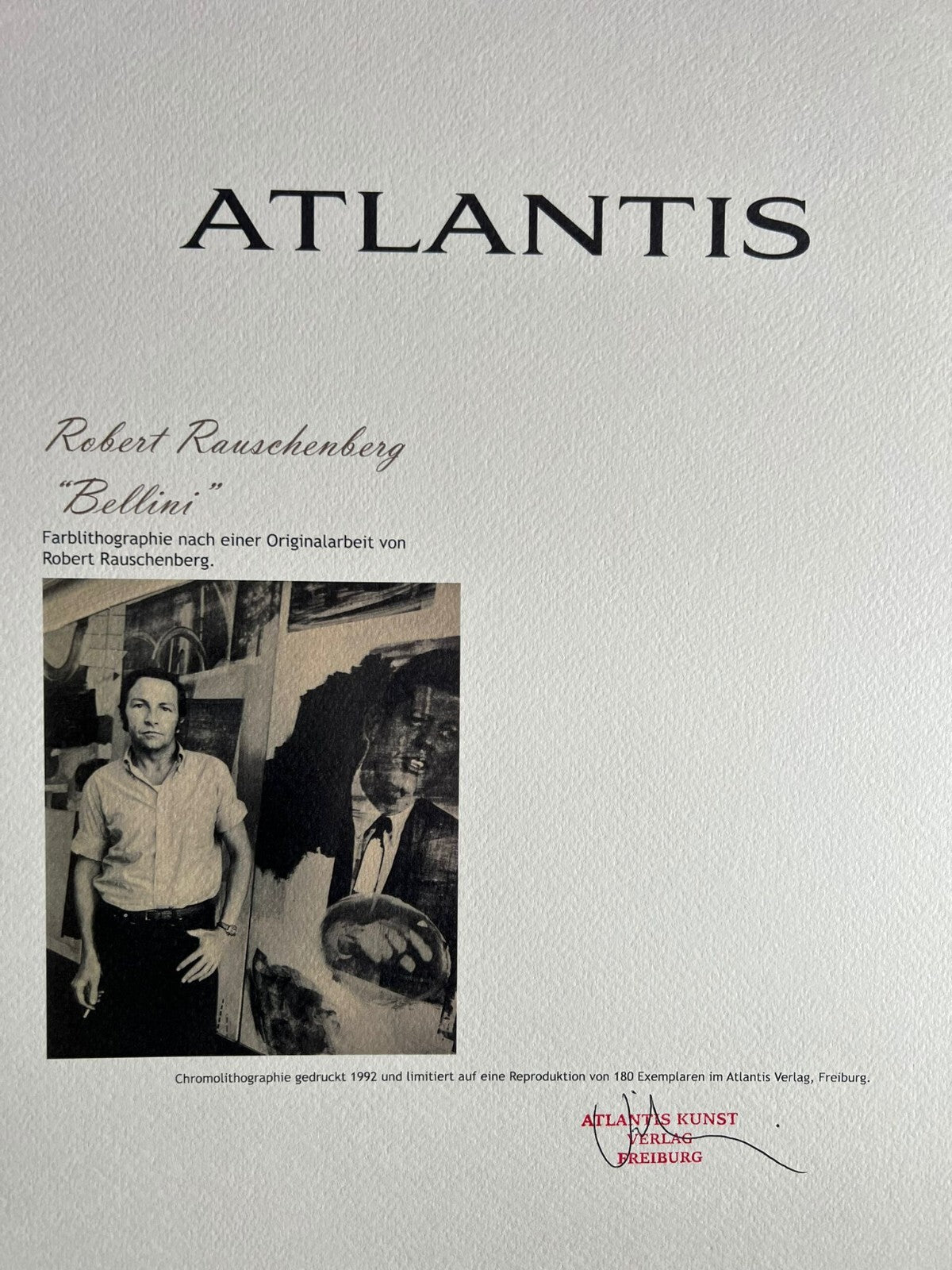 Robert Rauschenberg Lithograph Coa Signed Op Numbered By Hand 180 Ex