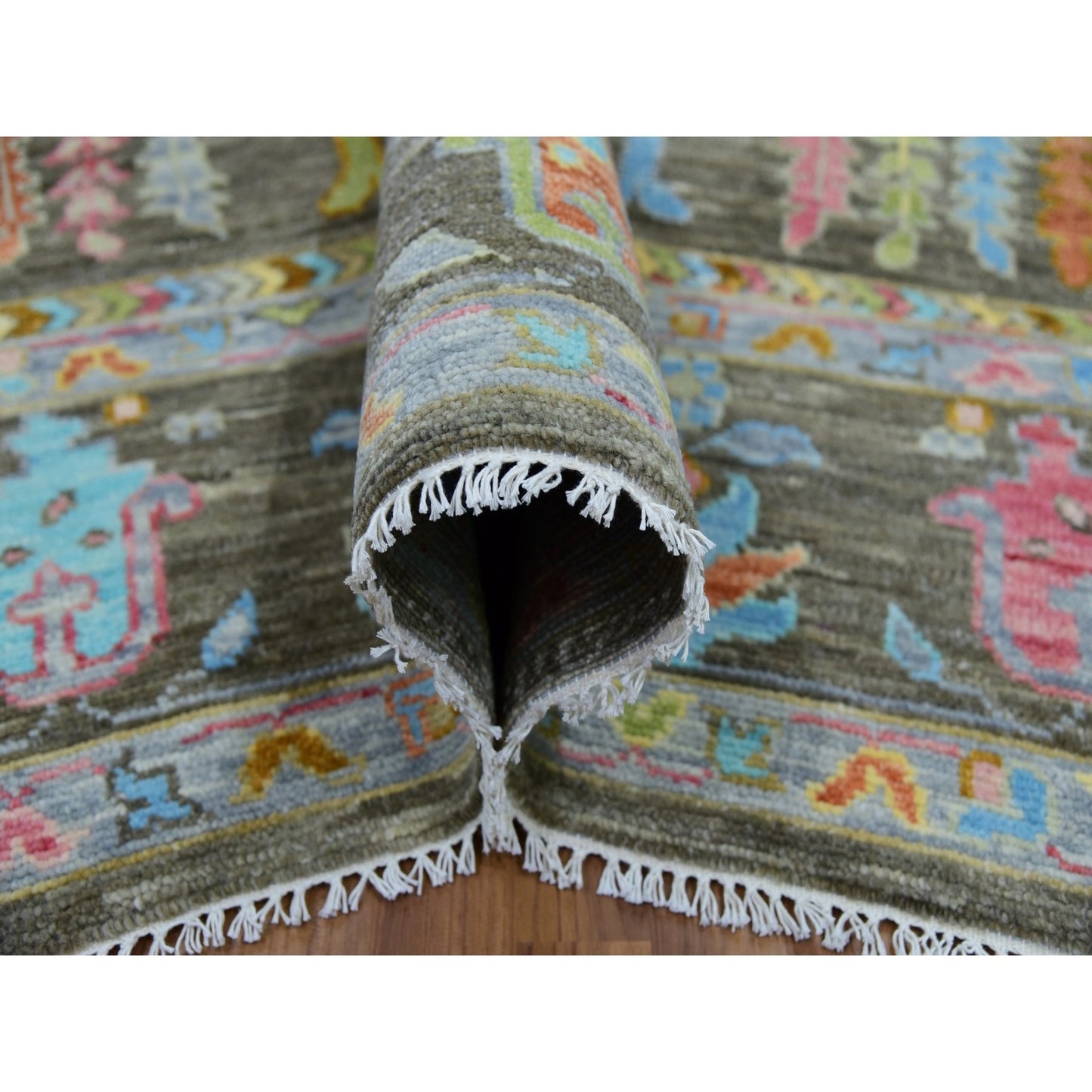 8'X10'3" Grayish Brown Hand Knotted 100% Wool Oushak Weave Oriental Rug