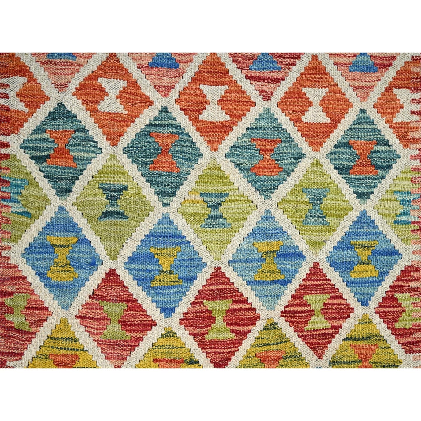 2'9"X12'9" Colorful Afghan Kilim Hand Woven Flat Weave Wool Runner Rug