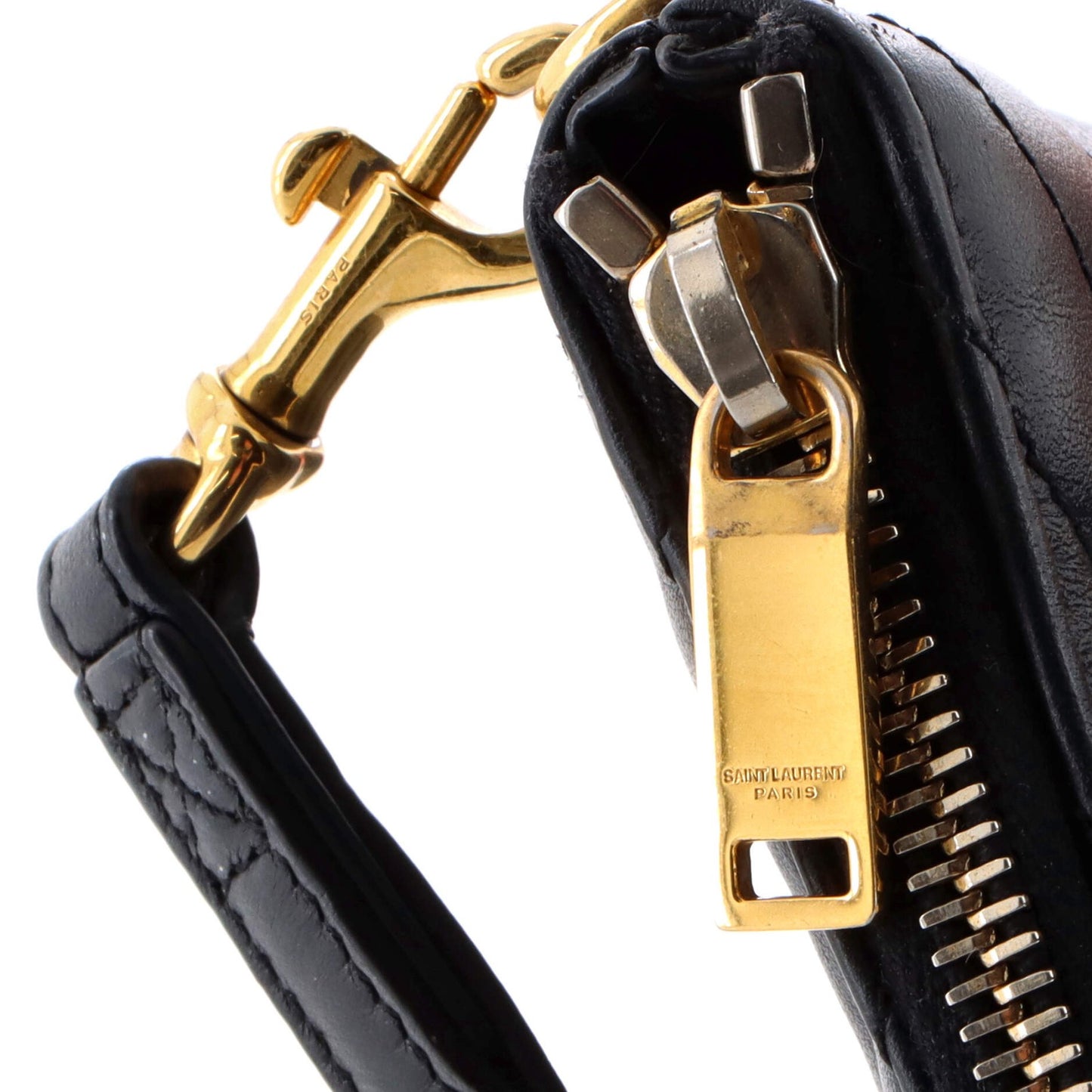 Saint Laurent Classic Monogram Wristlet Pouch Matelasse Chevron Leather Medium