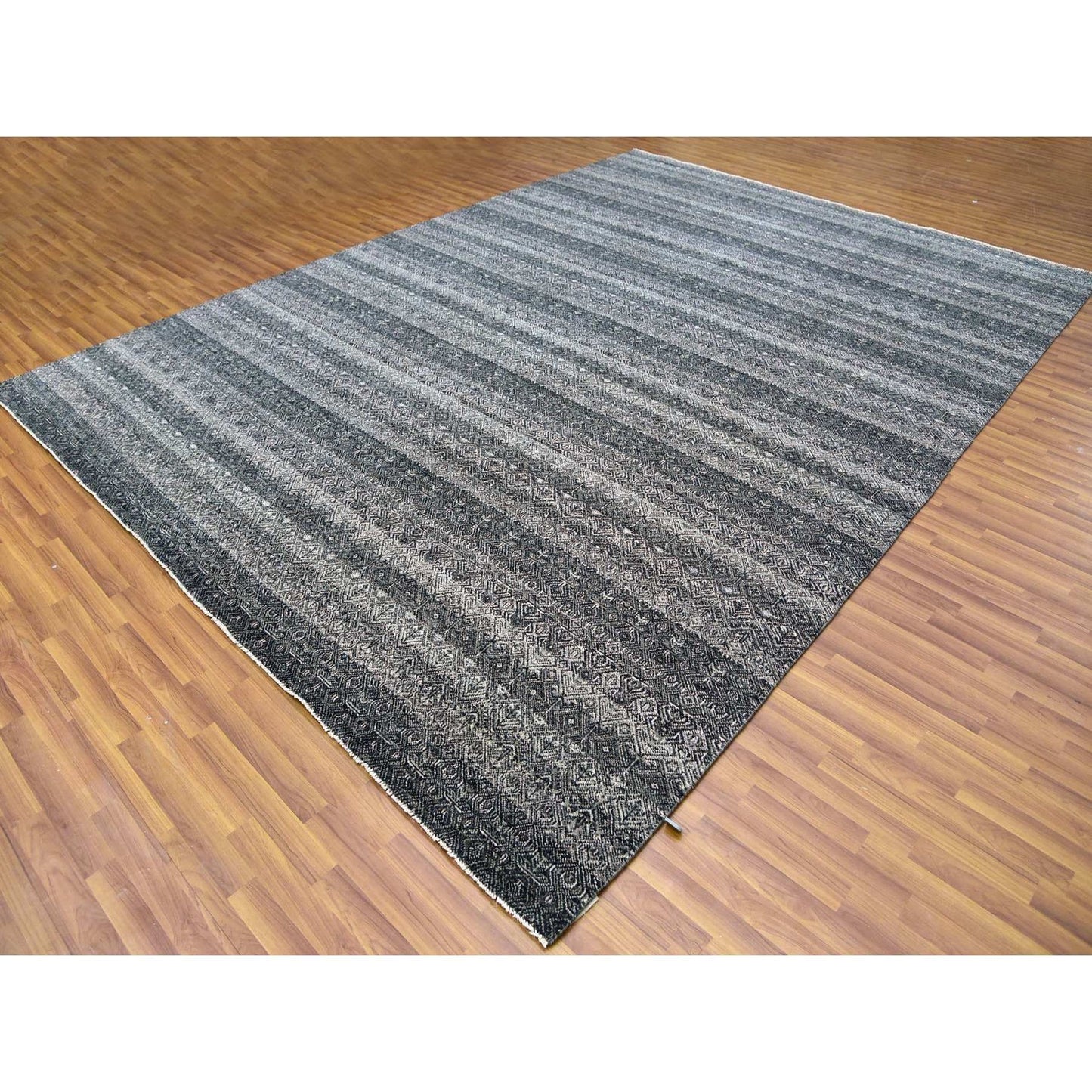 10'X13'10" Gray Hand Knotted Kohinoor Herrita Design 100% Plush Wool Rug