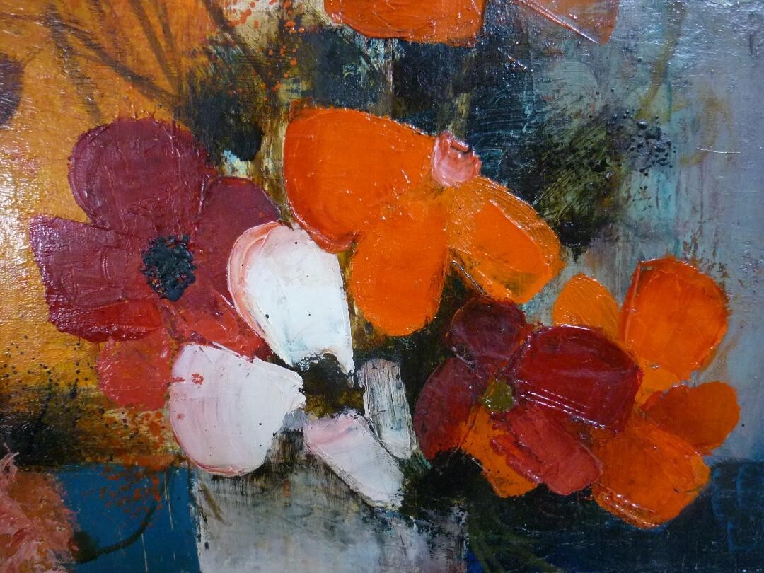 Pierre Bisiaux Still Life Flower Original Oil