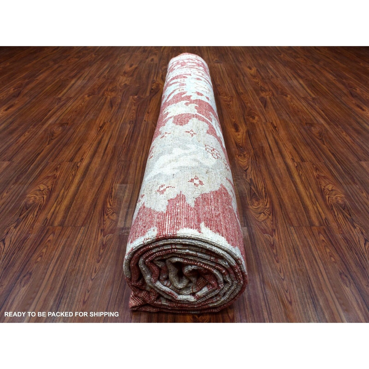 11'9"X14'9" Angora Oushak Hand Knotted Brick Red Soft Wool Oversized Rug