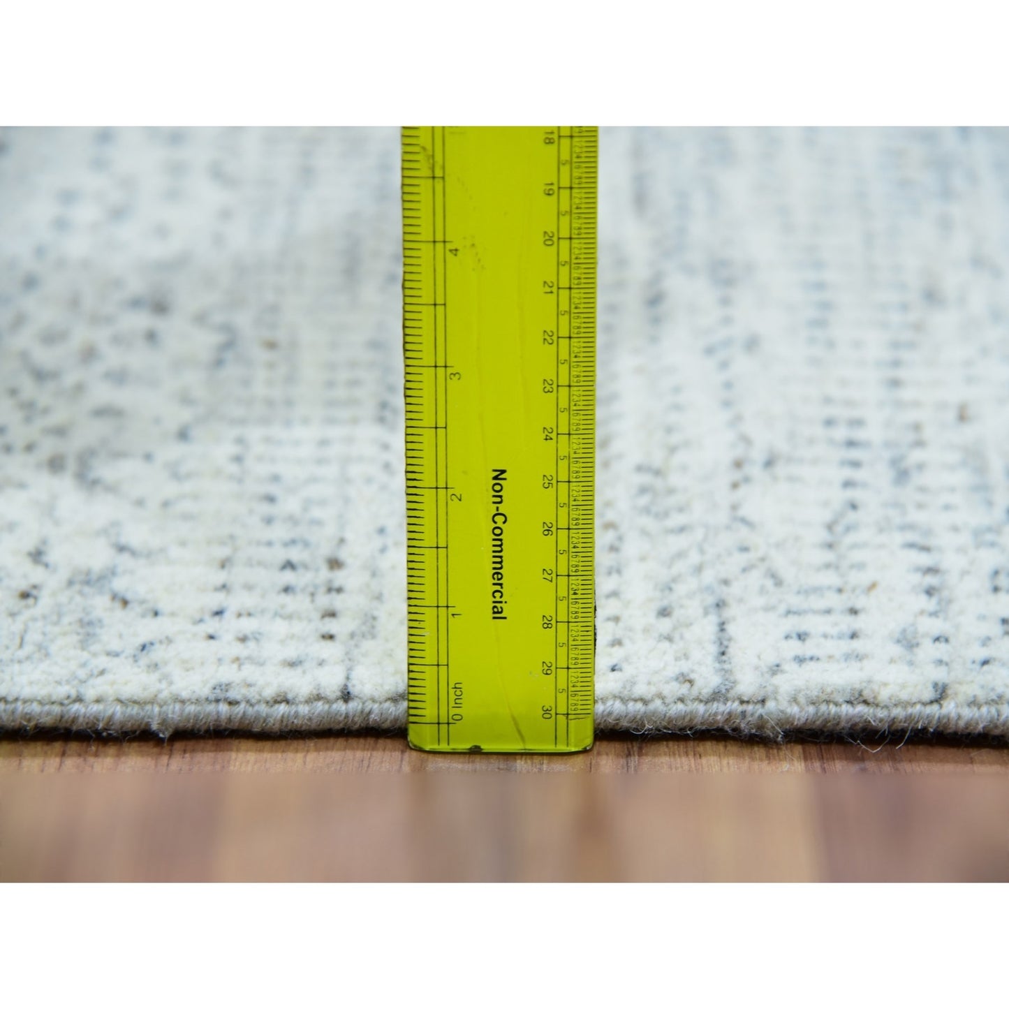 2'6"X8' Repose Gray Hand Knotted Undyed Wool Grass Design Runner Rug