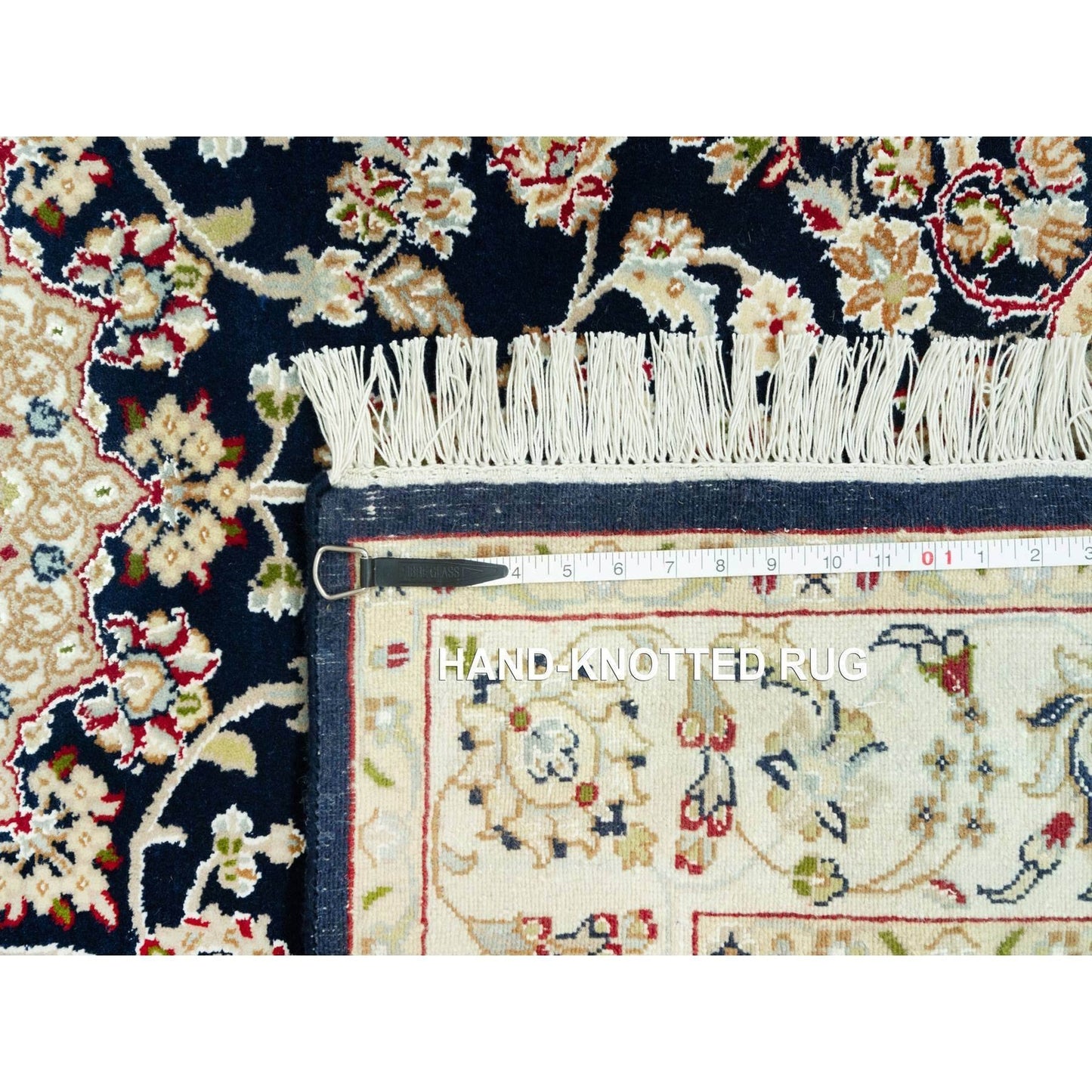 4'3"X6'3" Gale Force Blue 250 Kpsi Nain Denser Weave Hand Knotted Rug