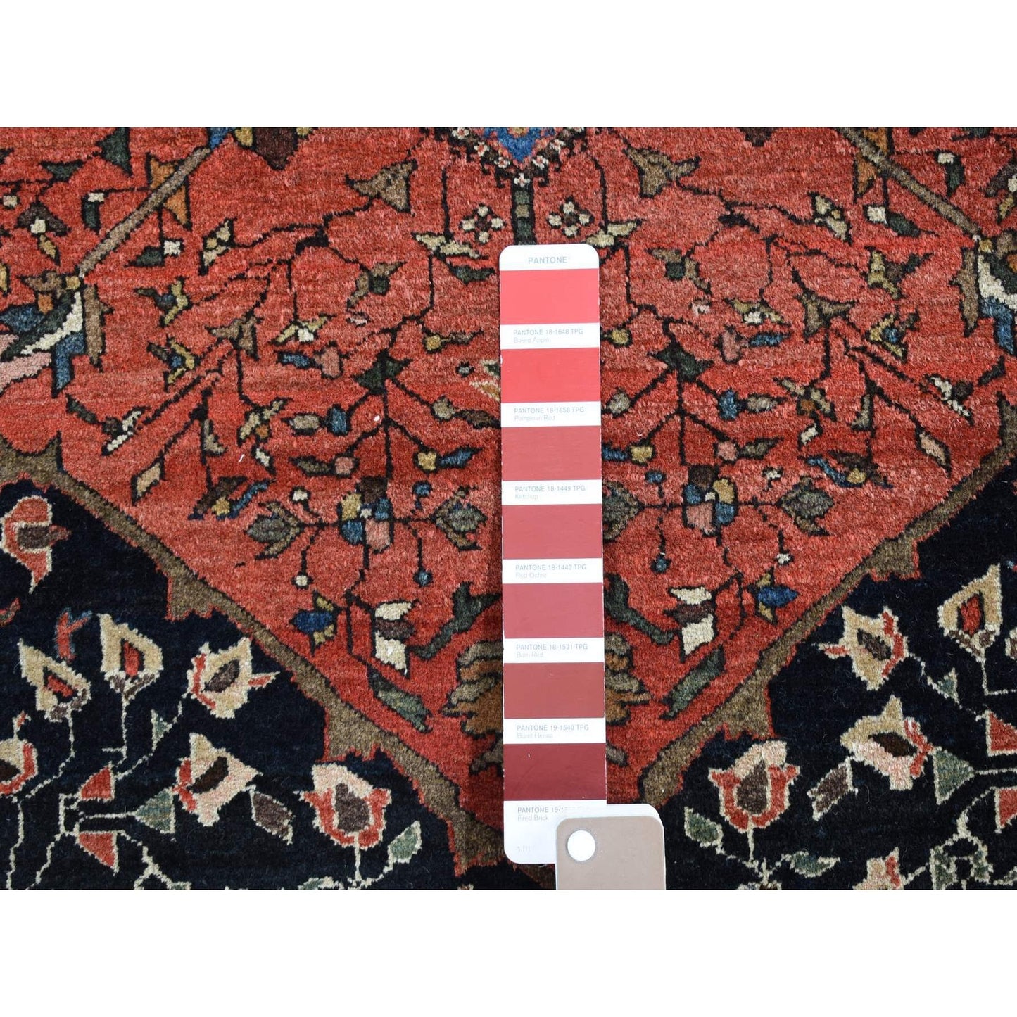 4'2"X6'6" Blue Antique Zoroastrian Firighen Pure Wool Hand Knotted Rug