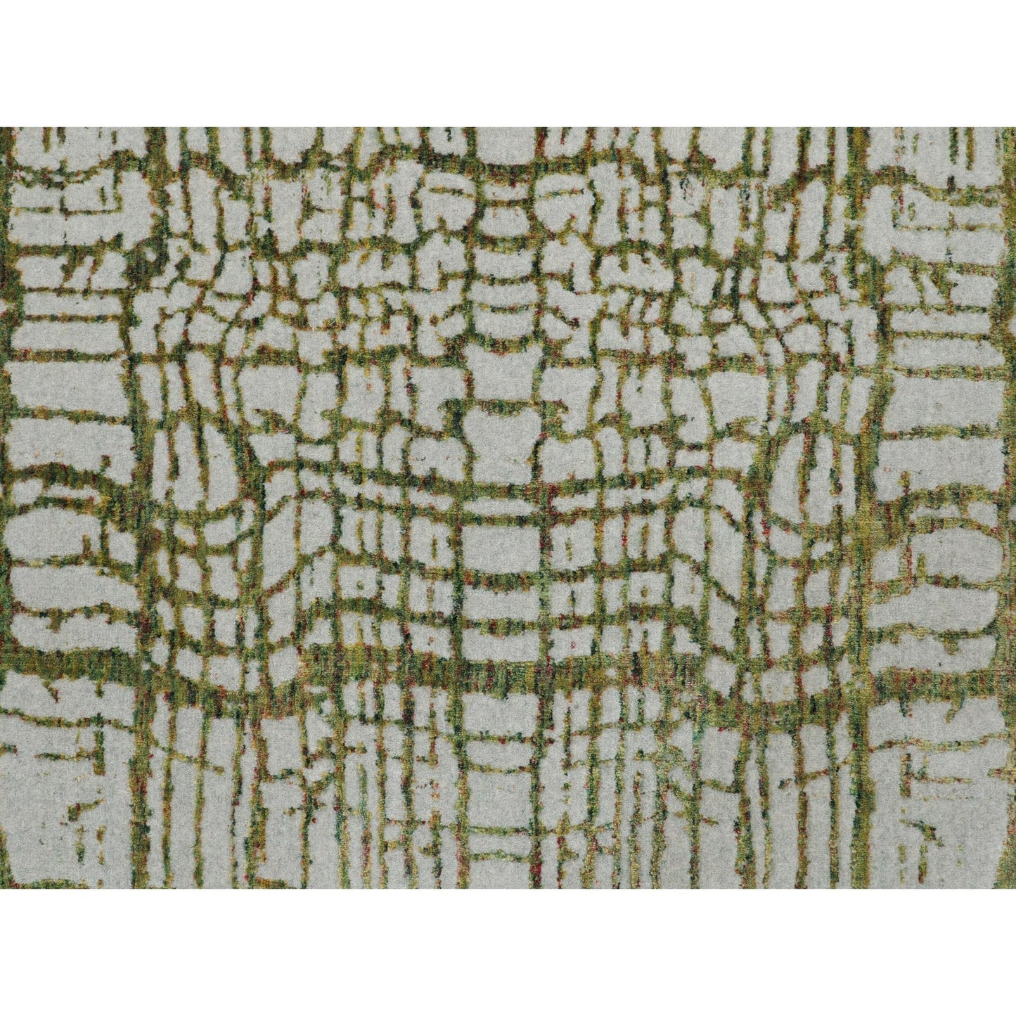 11'9"X14'8" Oversized Green Fine Jacquard Hand Loomed Wool & Art Silk Rug