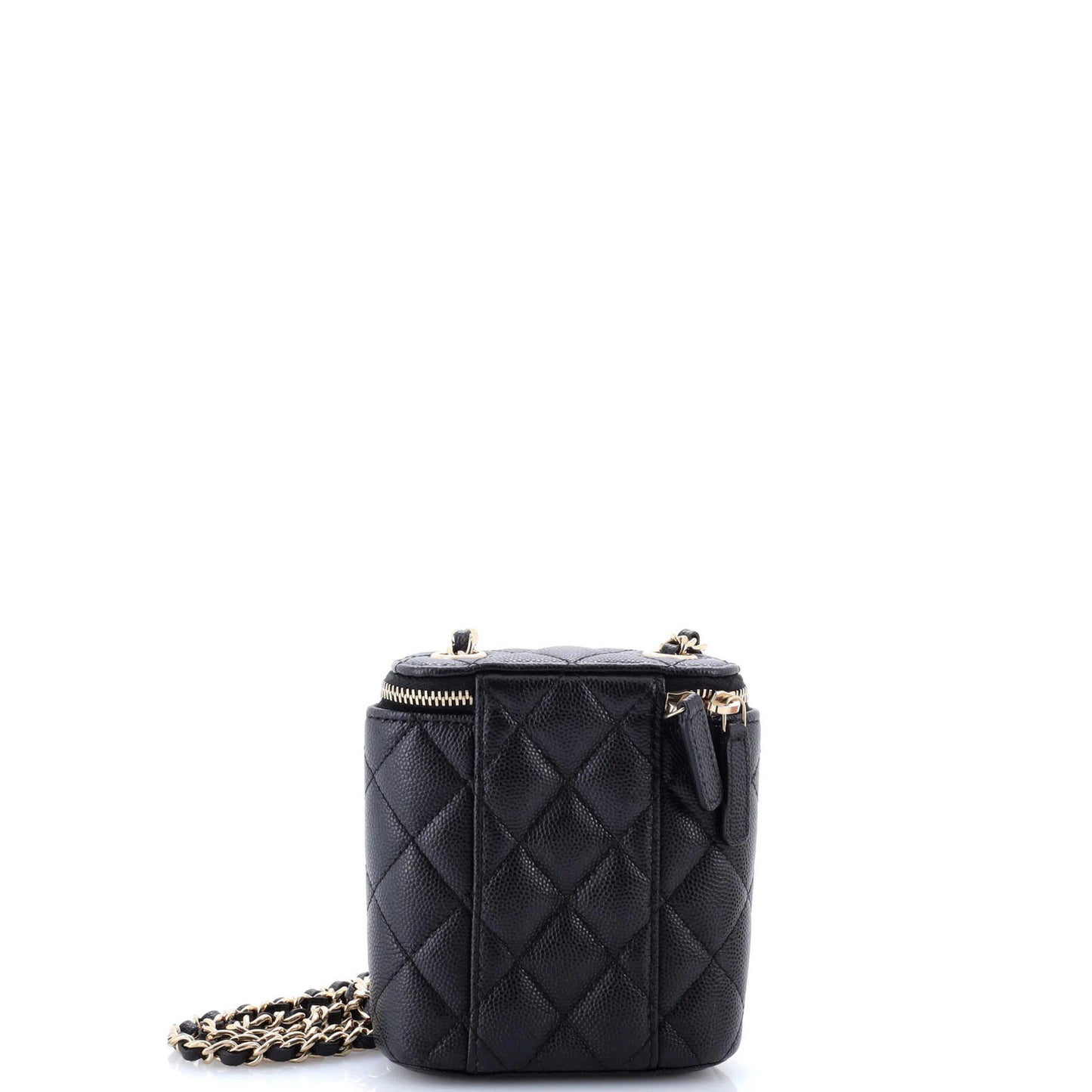 Chanel Vertical Classic Vanity Case With Chain Quilted Caviar Mini