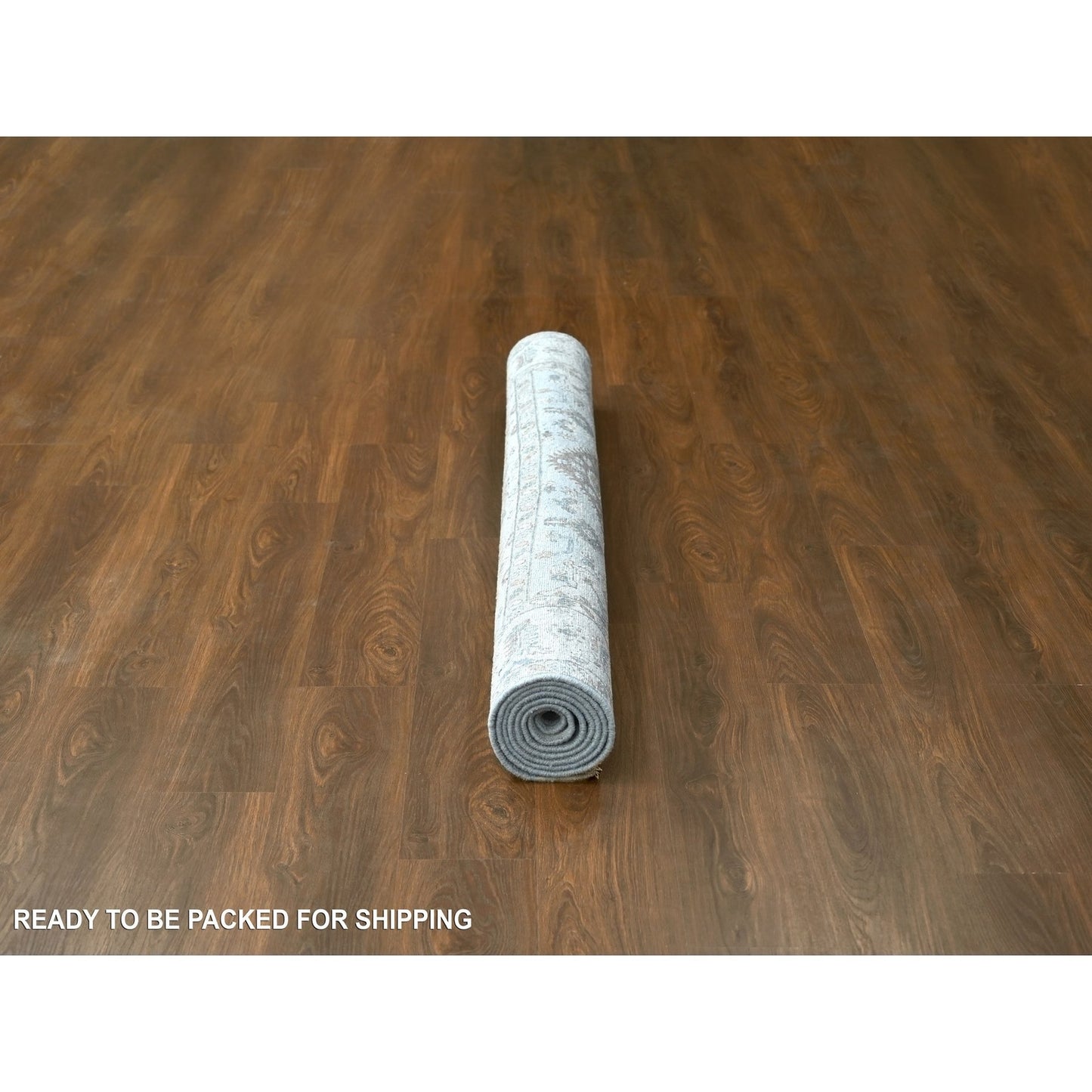 6'X9' Misty Gray, Pure Wool, Hand Knotted, Karjihooz Design Oriental Rug